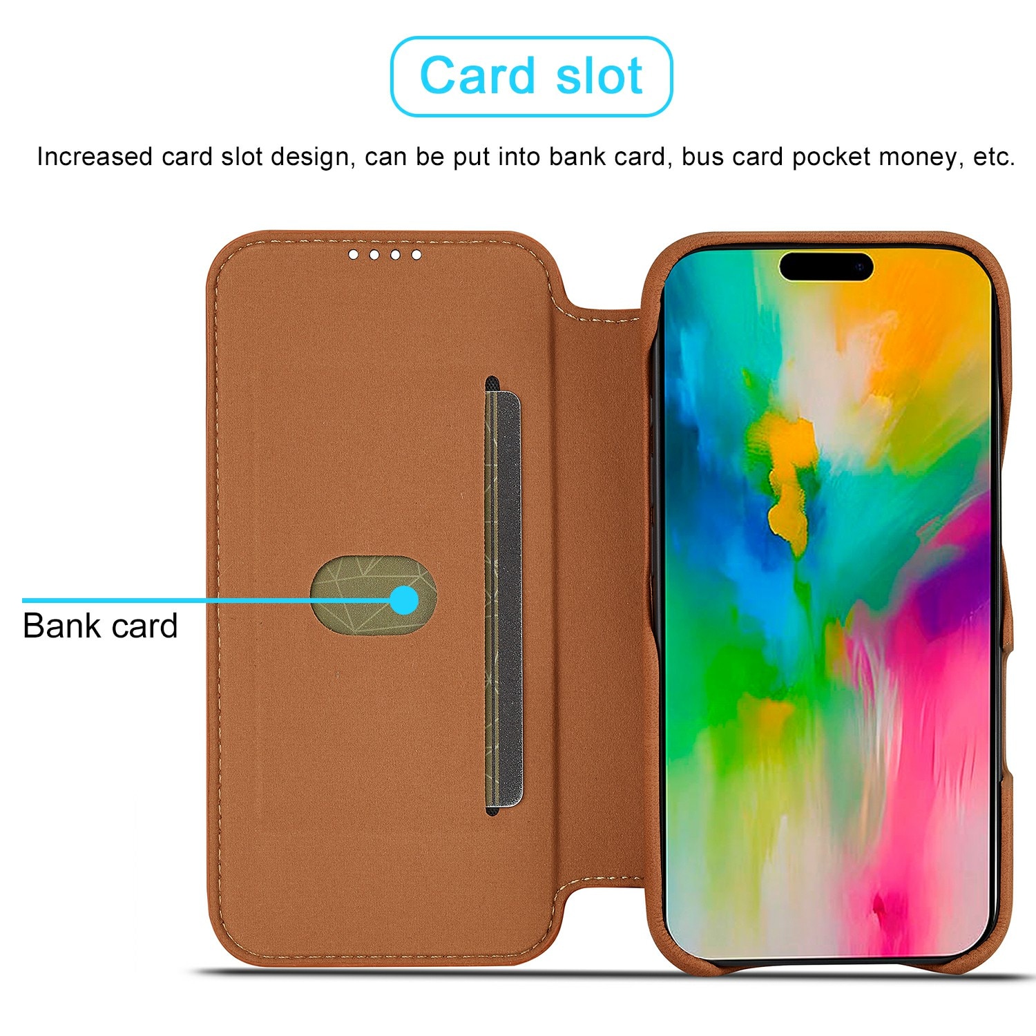 Étui portefeuille mince iPhone 17, Cognac