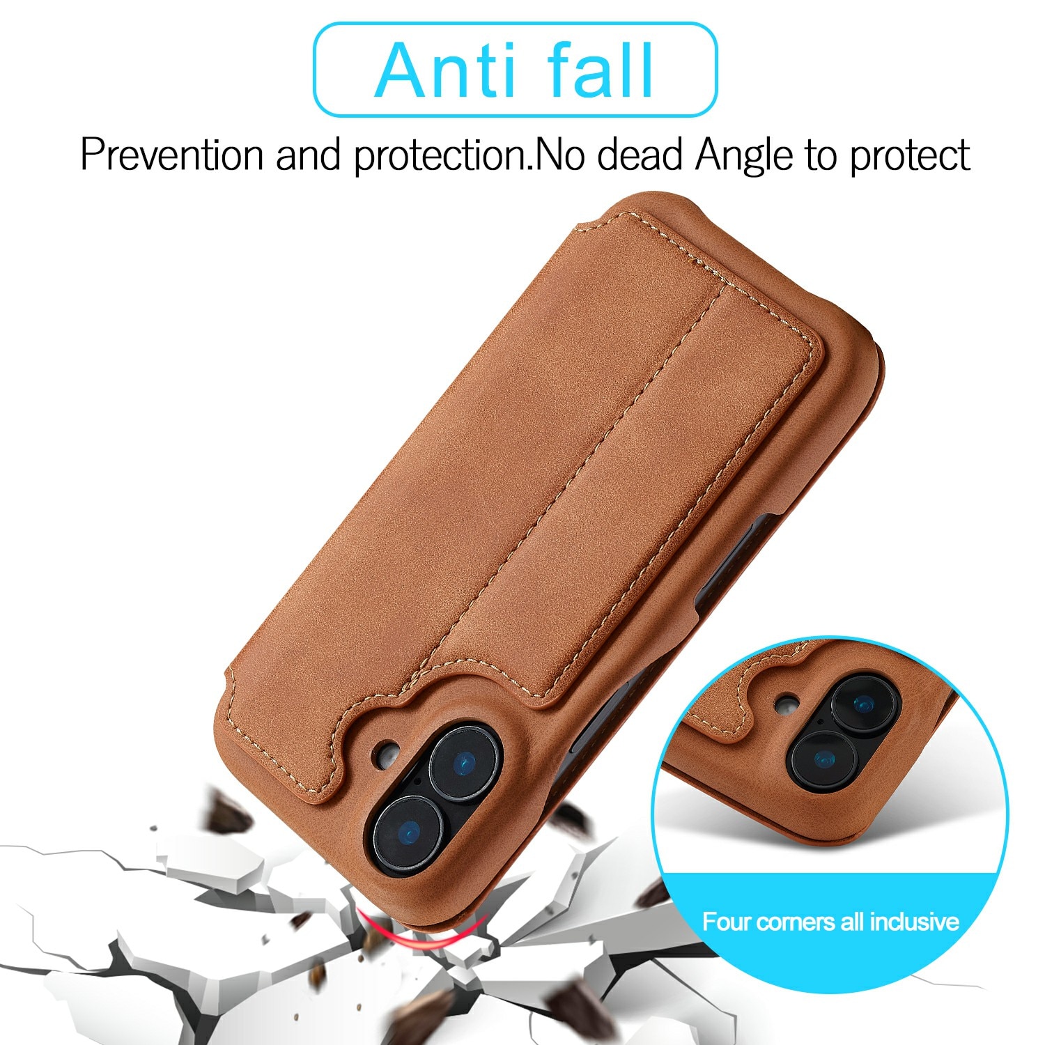 Étui portefeuille mince iPhone 17, Cognac