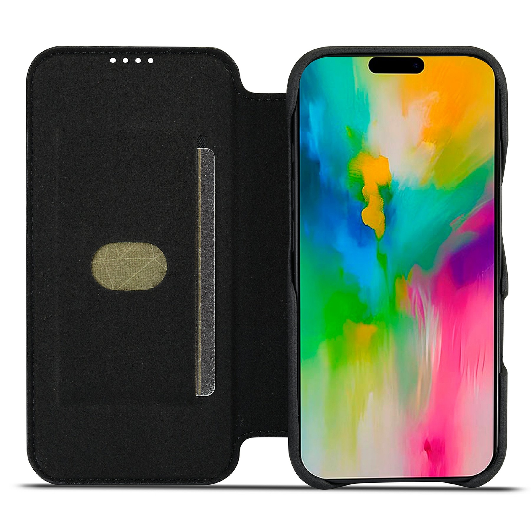 Étui portefeuille mince iPhone 17, noir