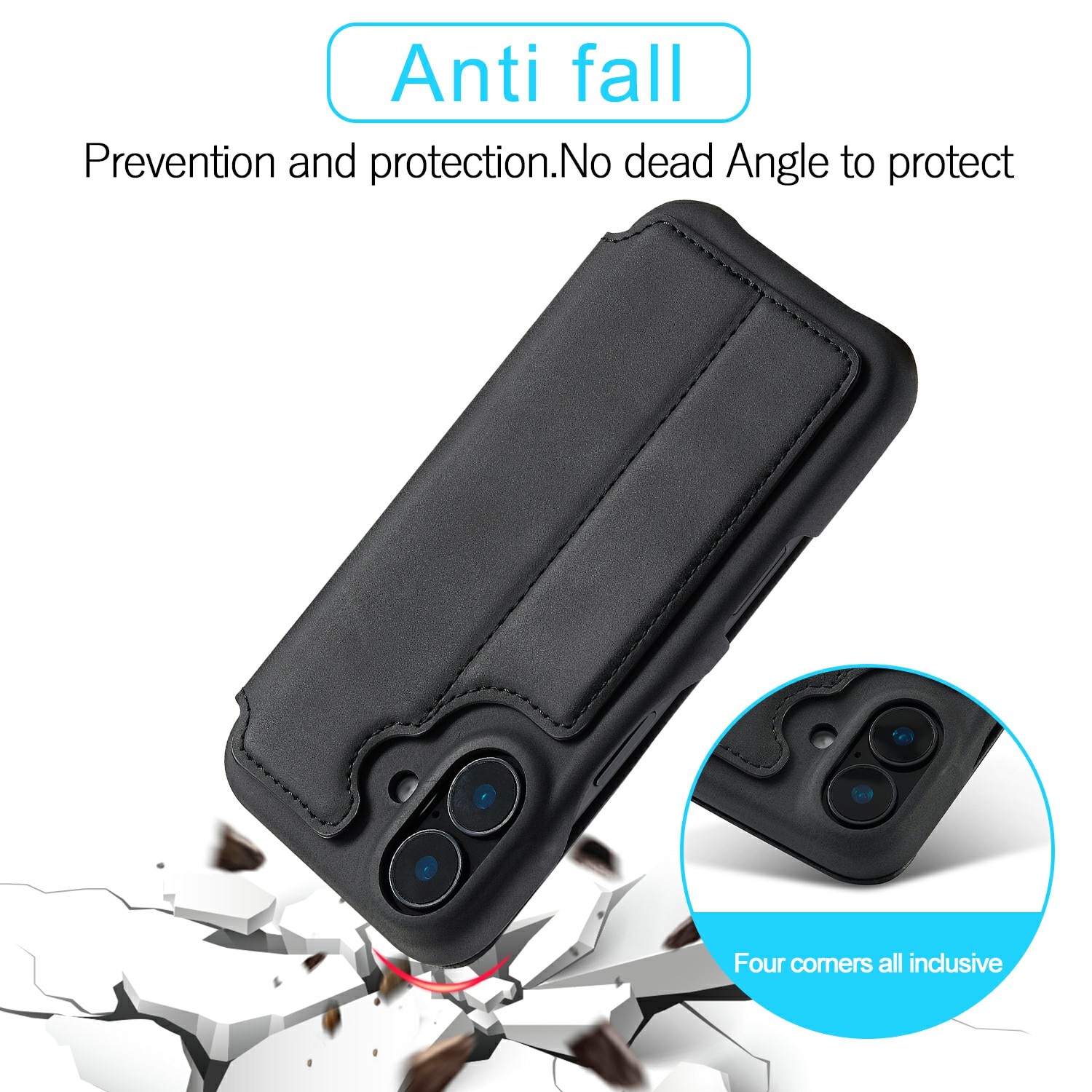 Étui portefeuille mince iPhone 17, noir