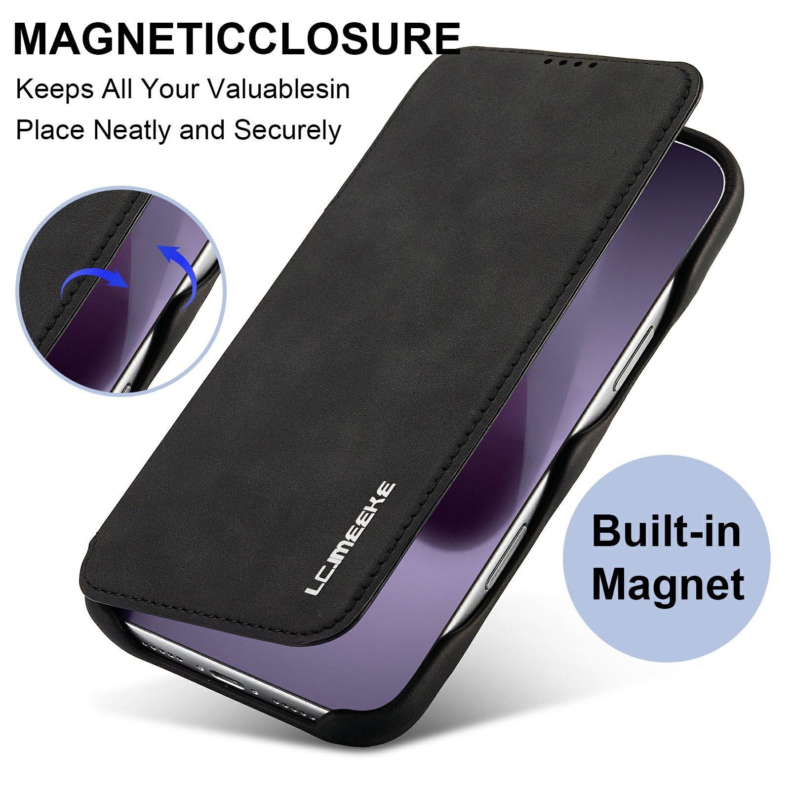 Étui portefeuille mince iPhone 17 Pro, Noir