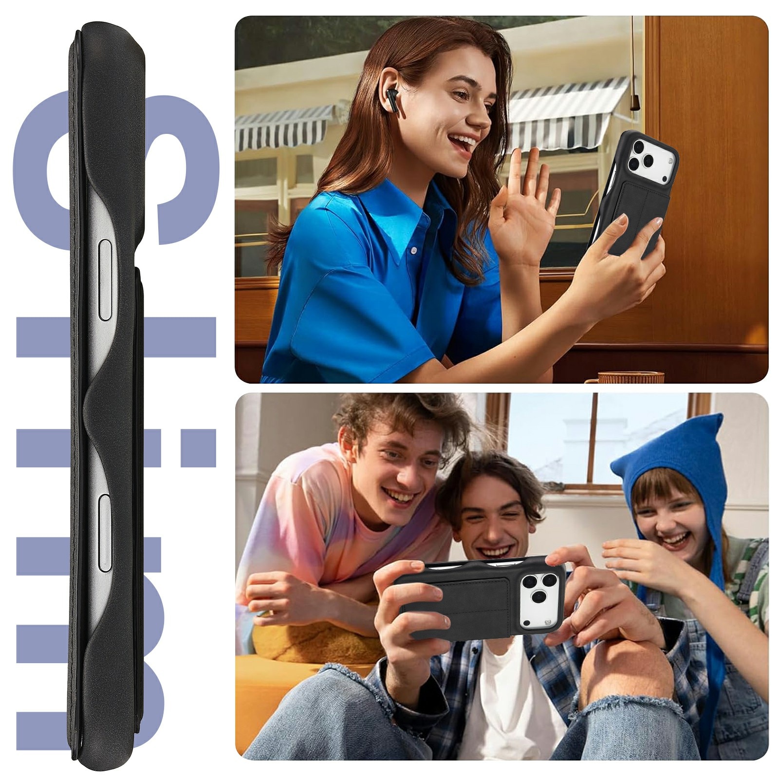 Étui portefeuille mince iPhone 17 Pro, Noir