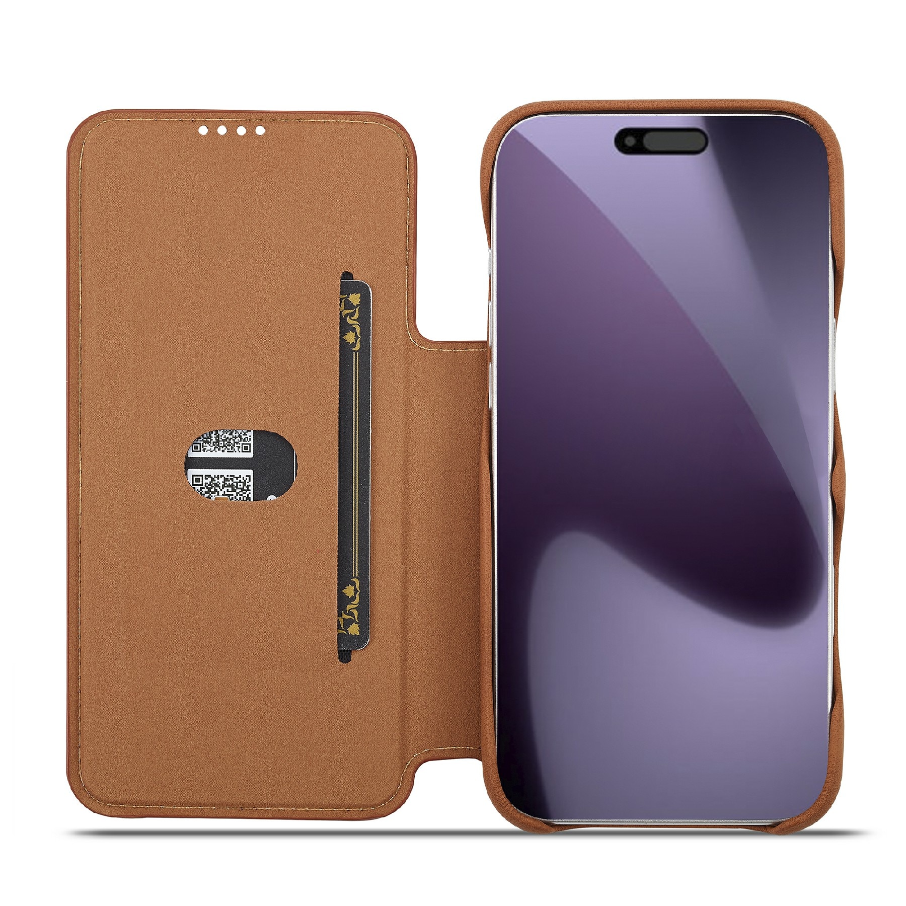 Étui portefeuille mince iPhone 17 Pro, Cognac