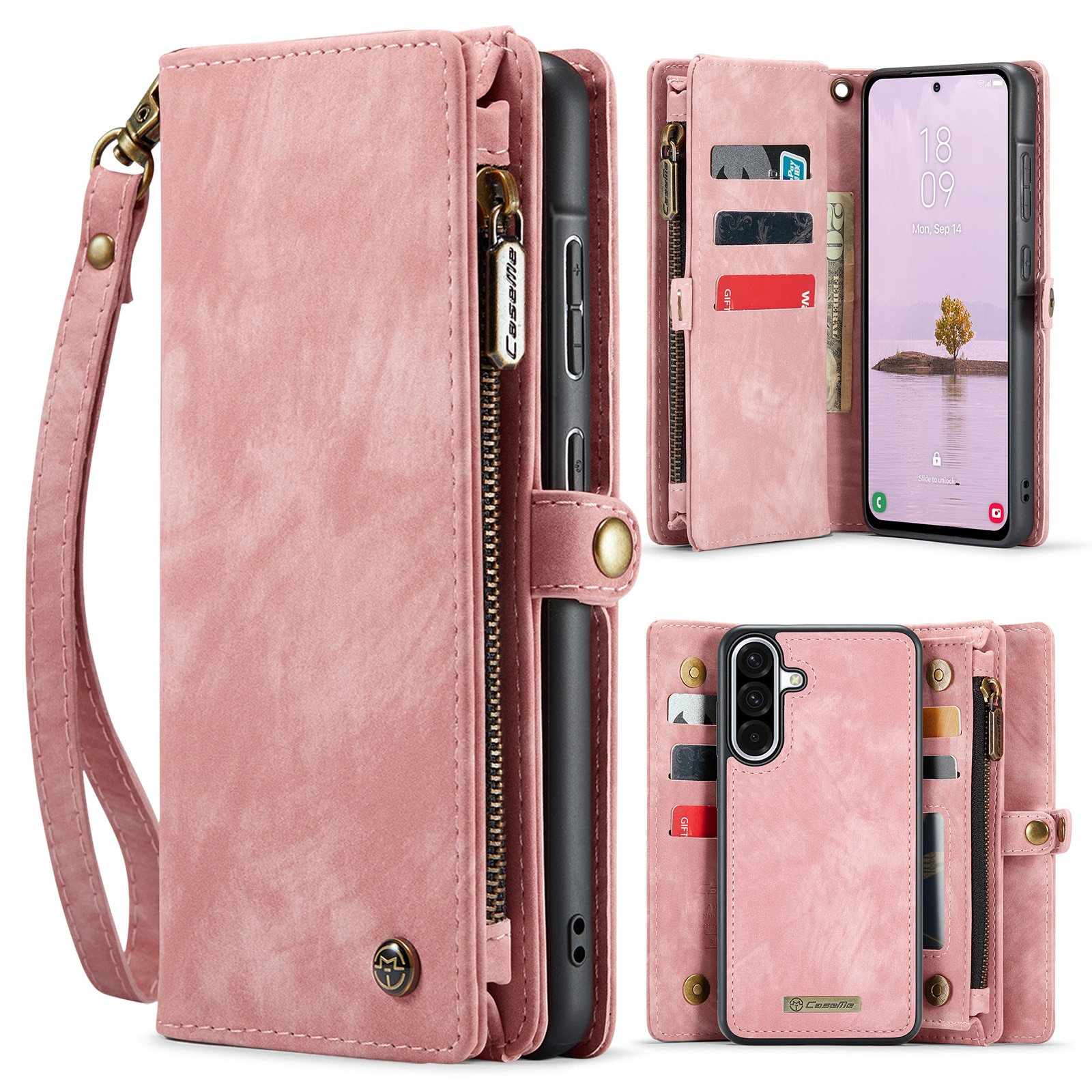 Étui portefeuille multi-cartes Samsung Galaxy A17, Rose