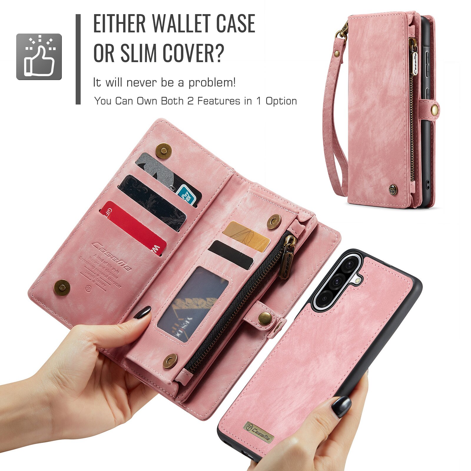 Étui portefeuille multi-cartes Samsung Galaxy A17, Rose