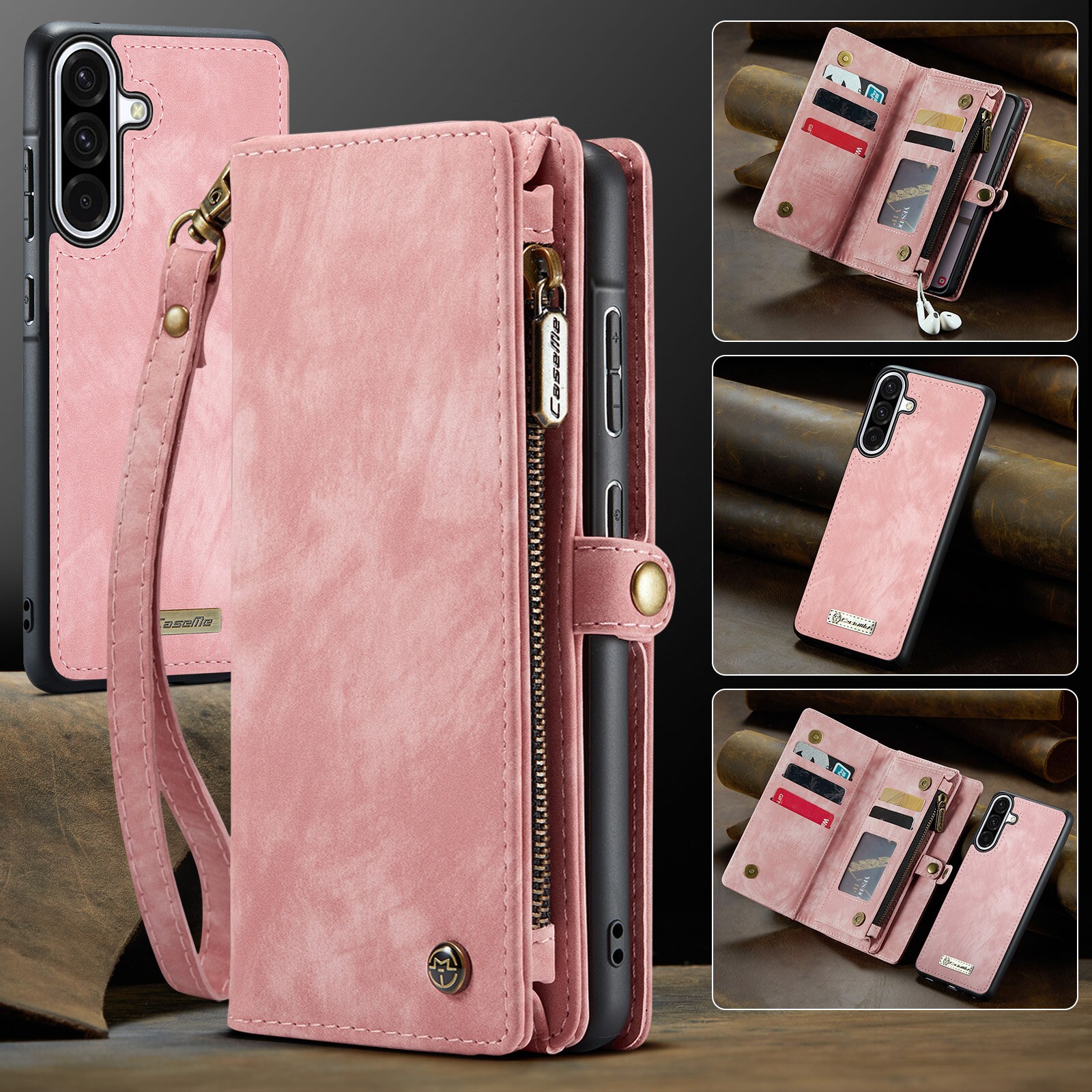 Étui portefeuille multi-cartes Samsung Galaxy A17, Rose