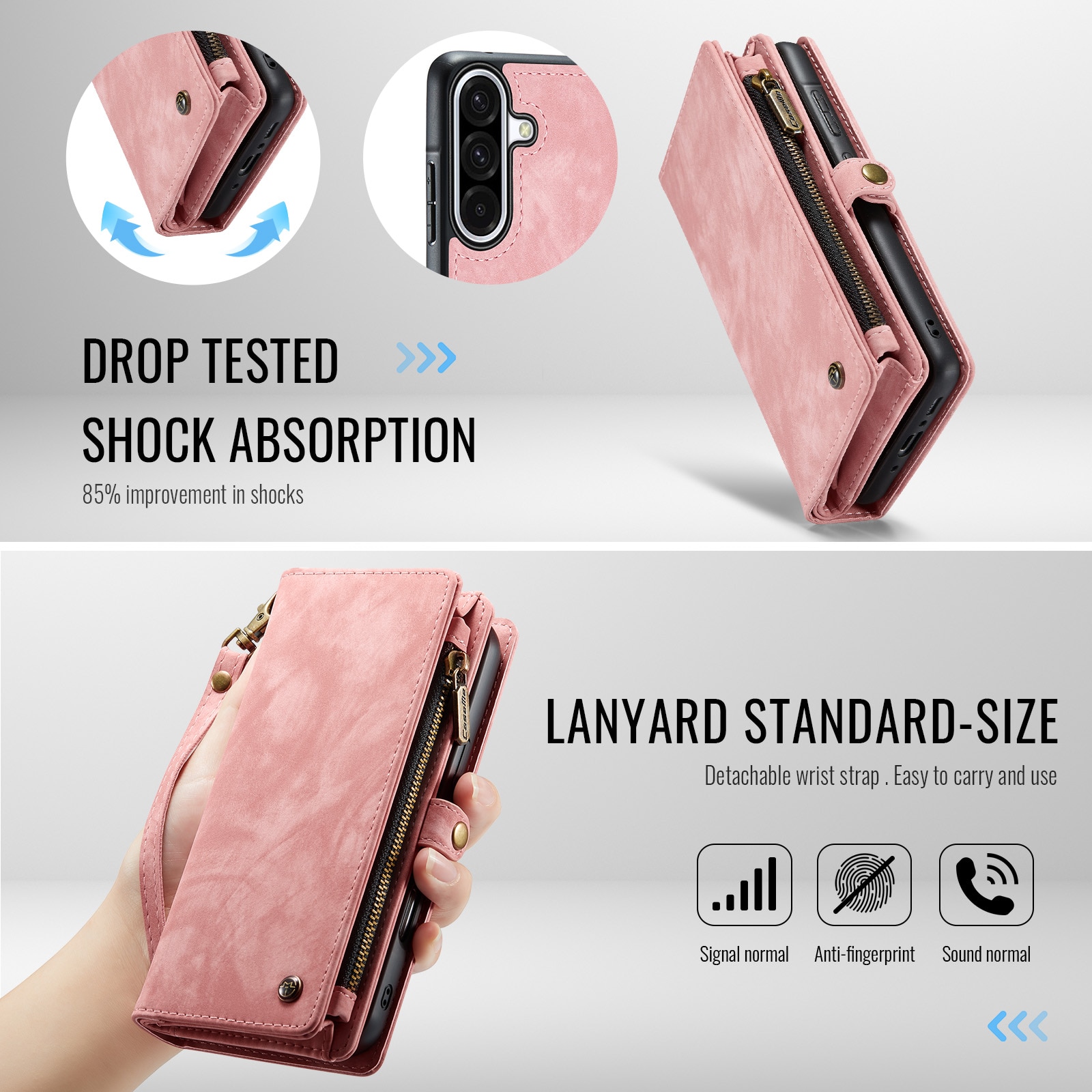 Étui portefeuille multi-cartes Samsung Galaxy A17, Rose