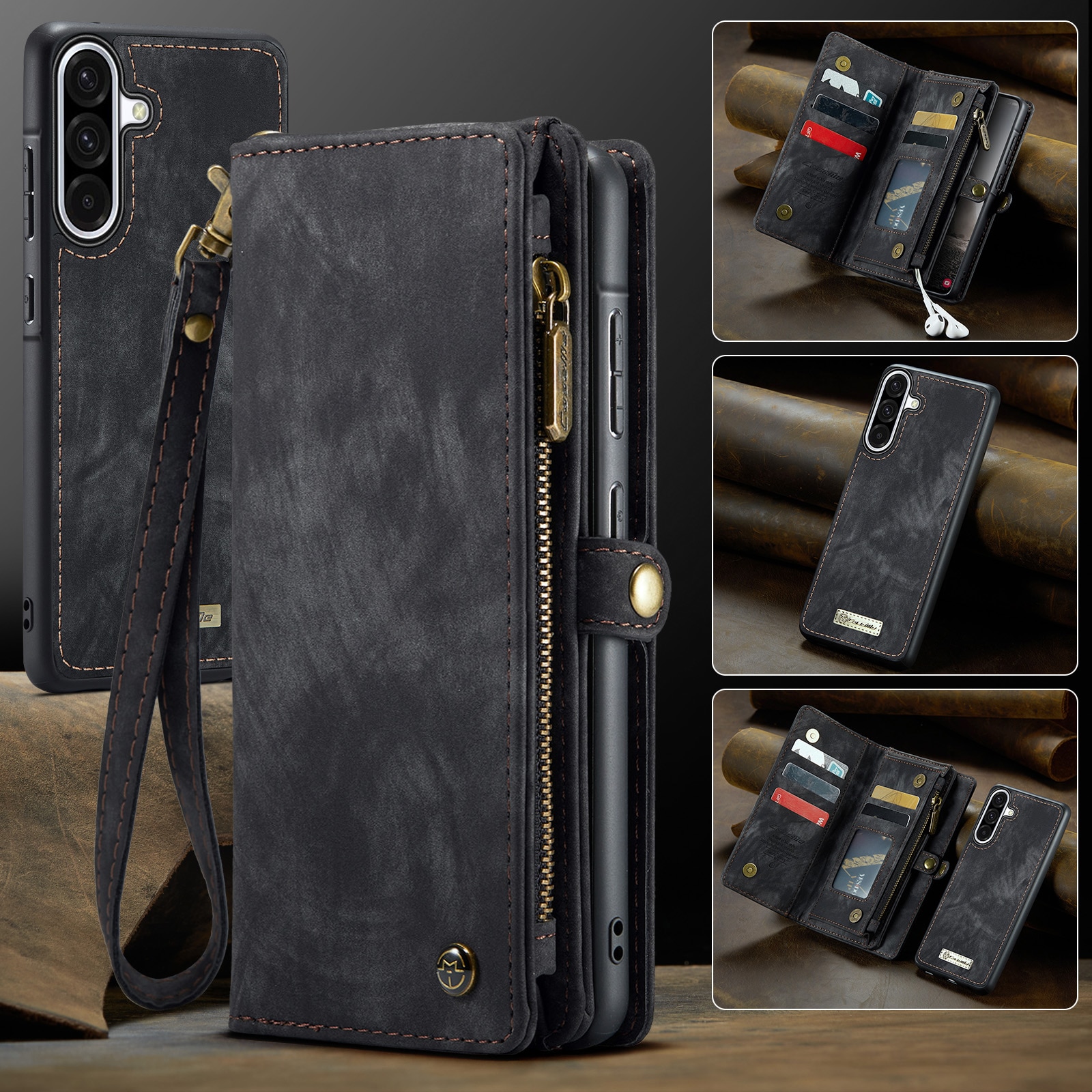 Étui portefeuille multi-cartes Samsung Galaxy A17, Gris