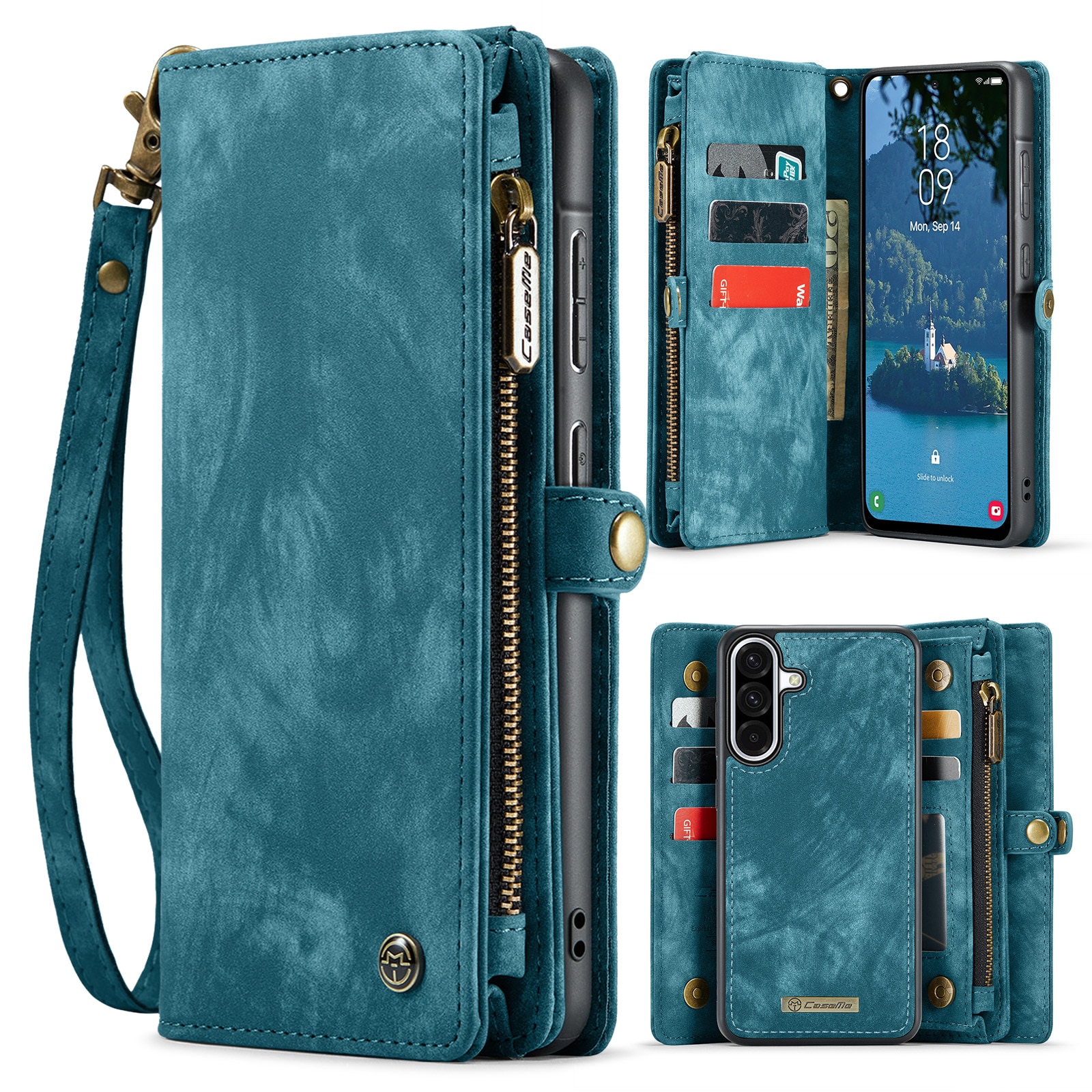 Étui portefeuille multi-cartes Samsung Galaxy A17, Bleu