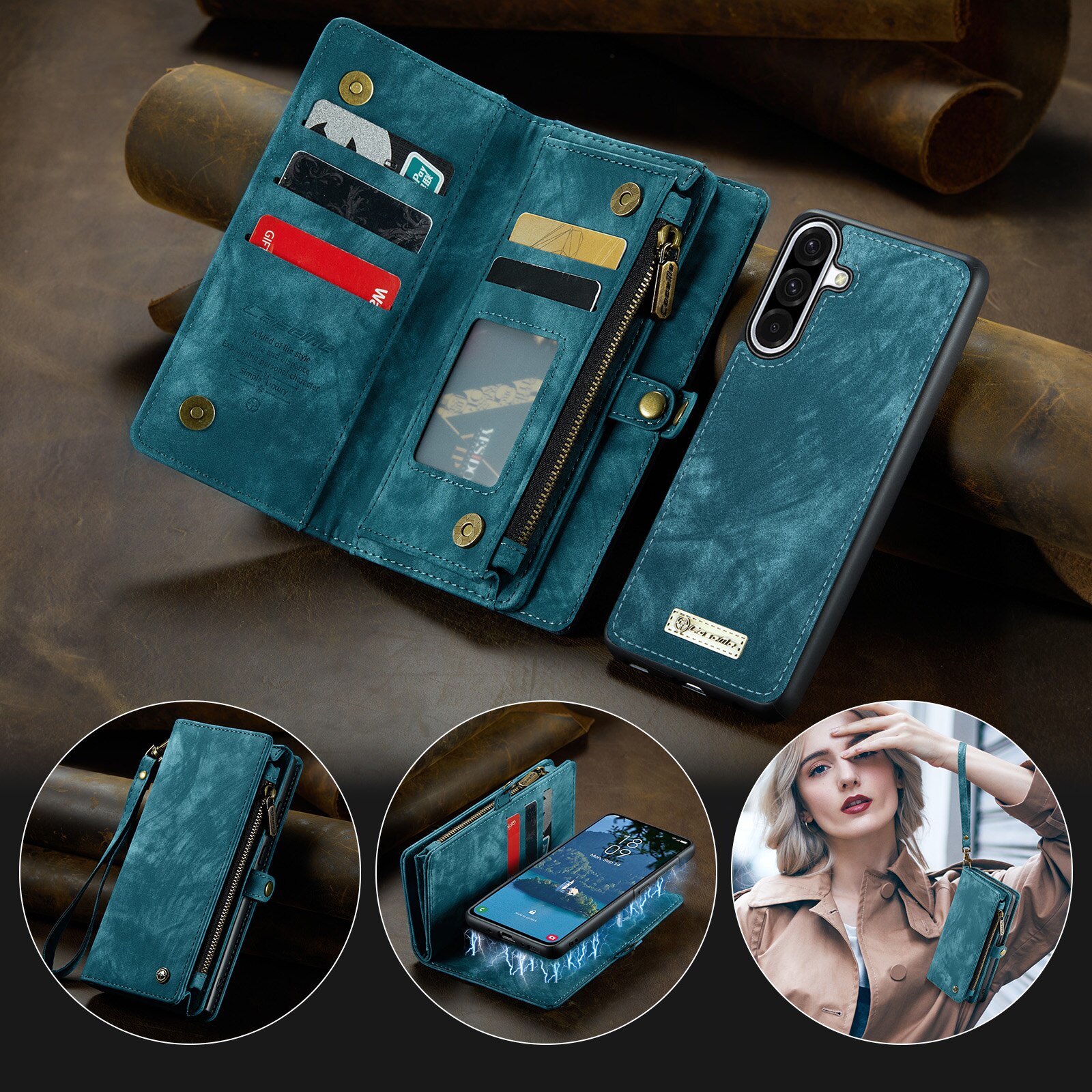 Étui portefeuille multi-cartes Samsung Galaxy A17, Bleu