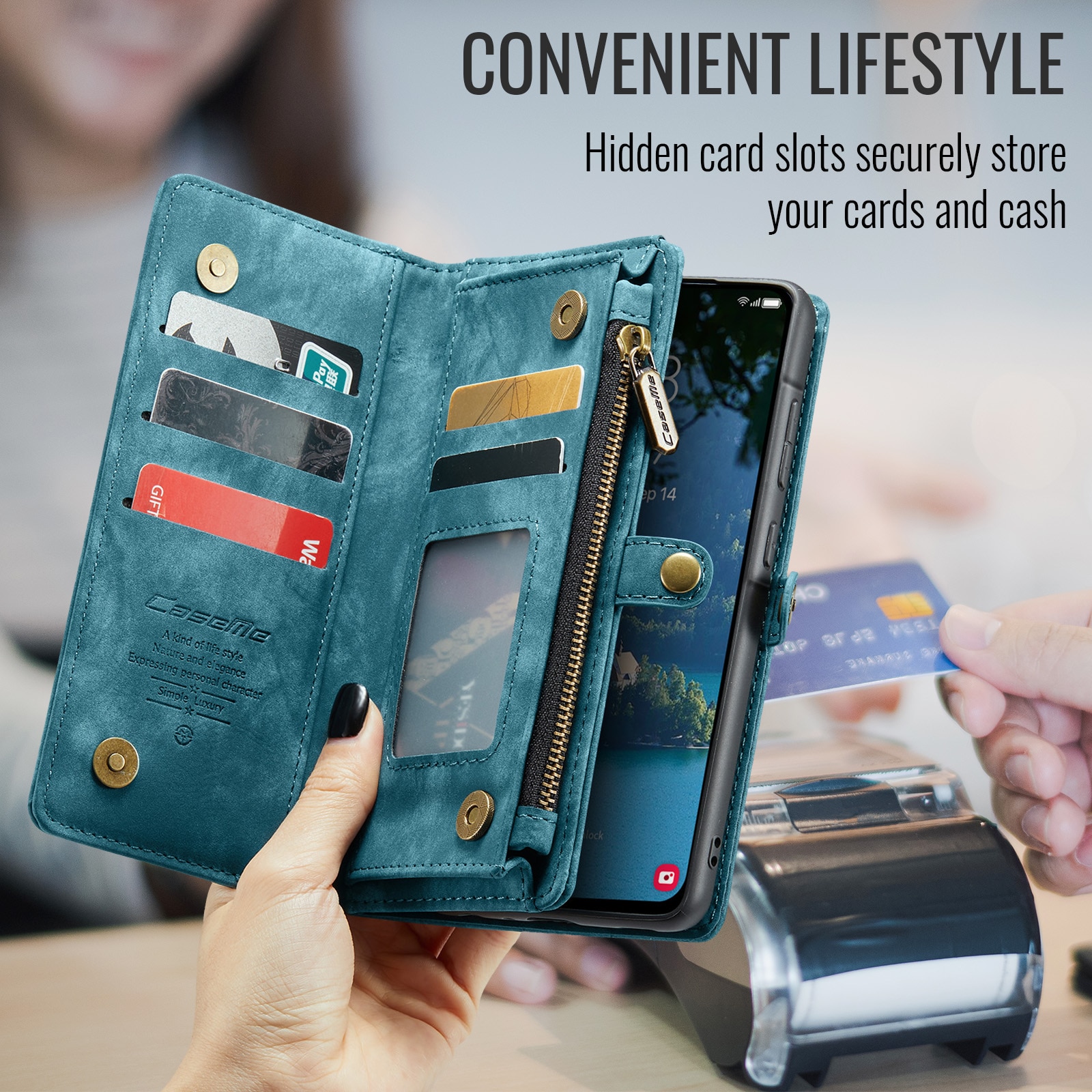 Étui portefeuille multi-cartes Samsung Galaxy A17, Bleu