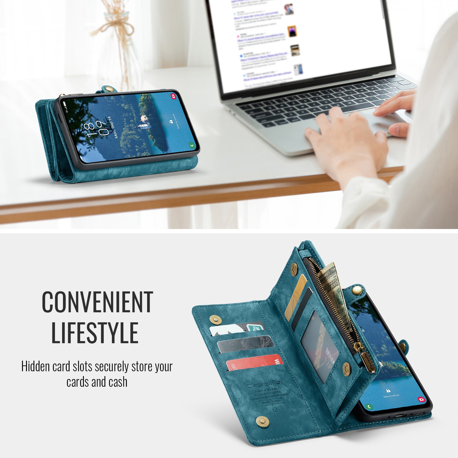 Étui portefeuille multi-cartes Samsung Galaxy A17, Bleu