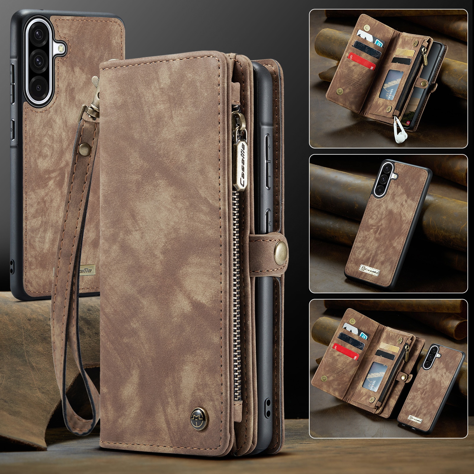 Étui portefeuille multi-cartes Samsung Galaxy A17, Marron