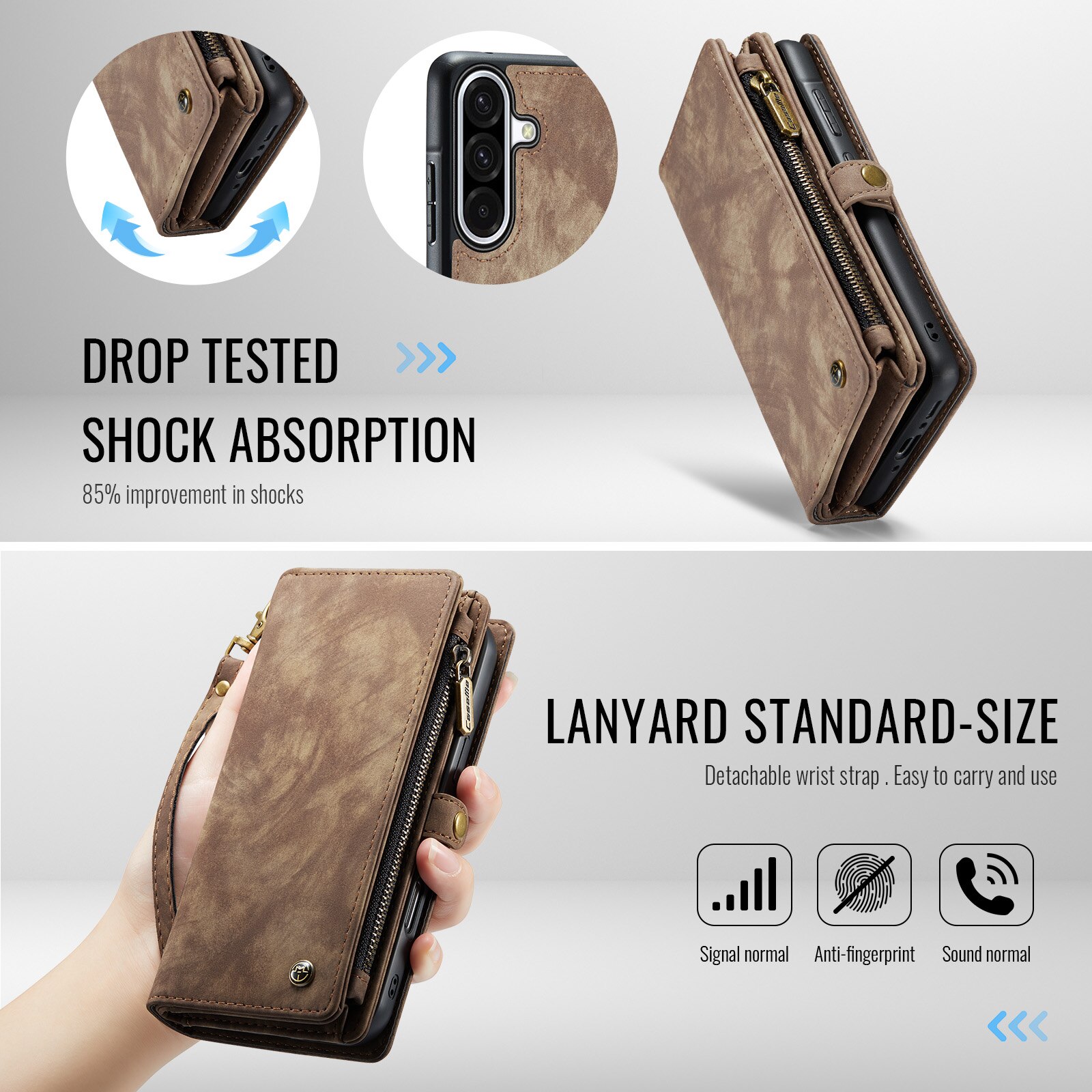 Étui portefeuille multi-cartes Samsung Galaxy A17, Marron