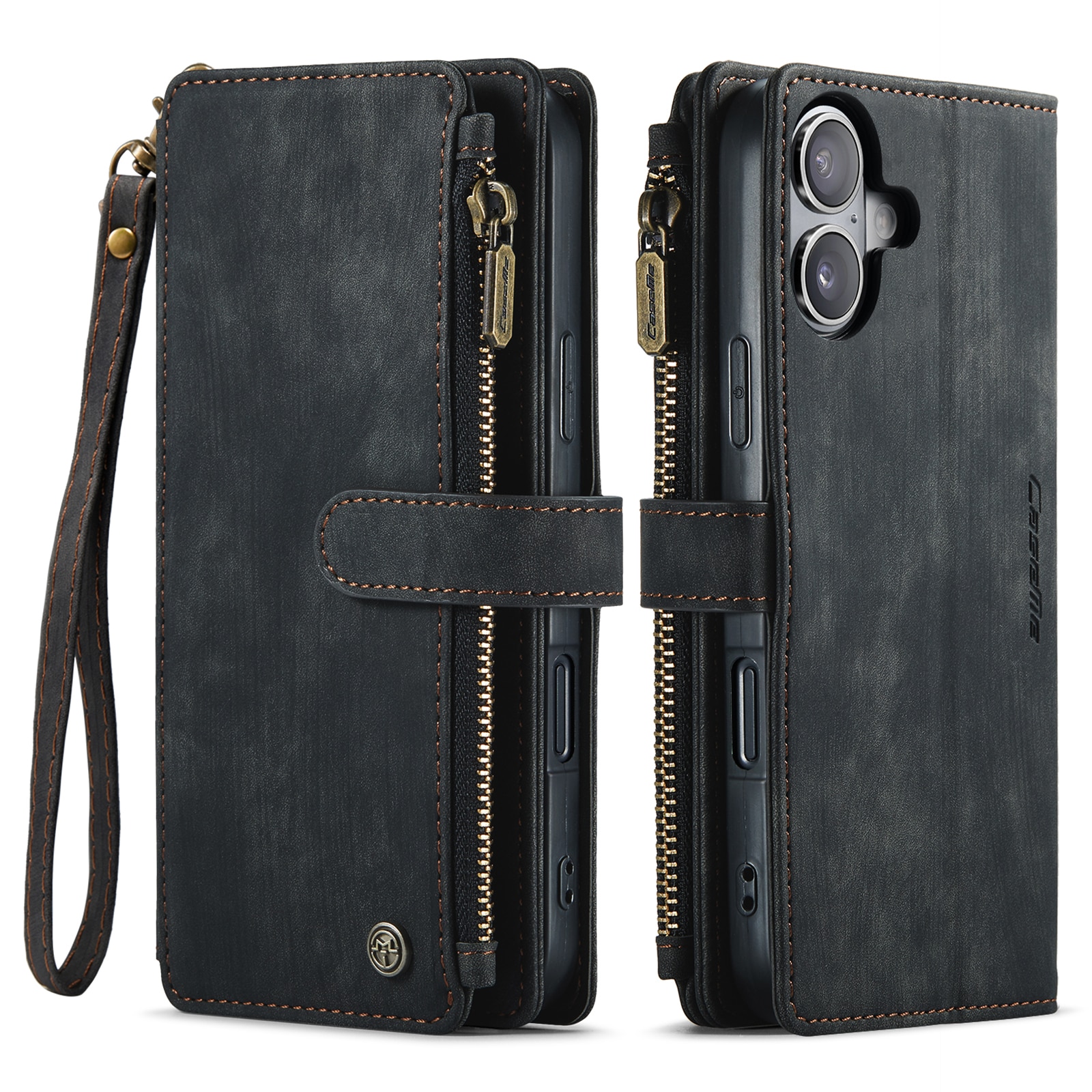 Étui portefeuille à glissière iPhone 17, Noir