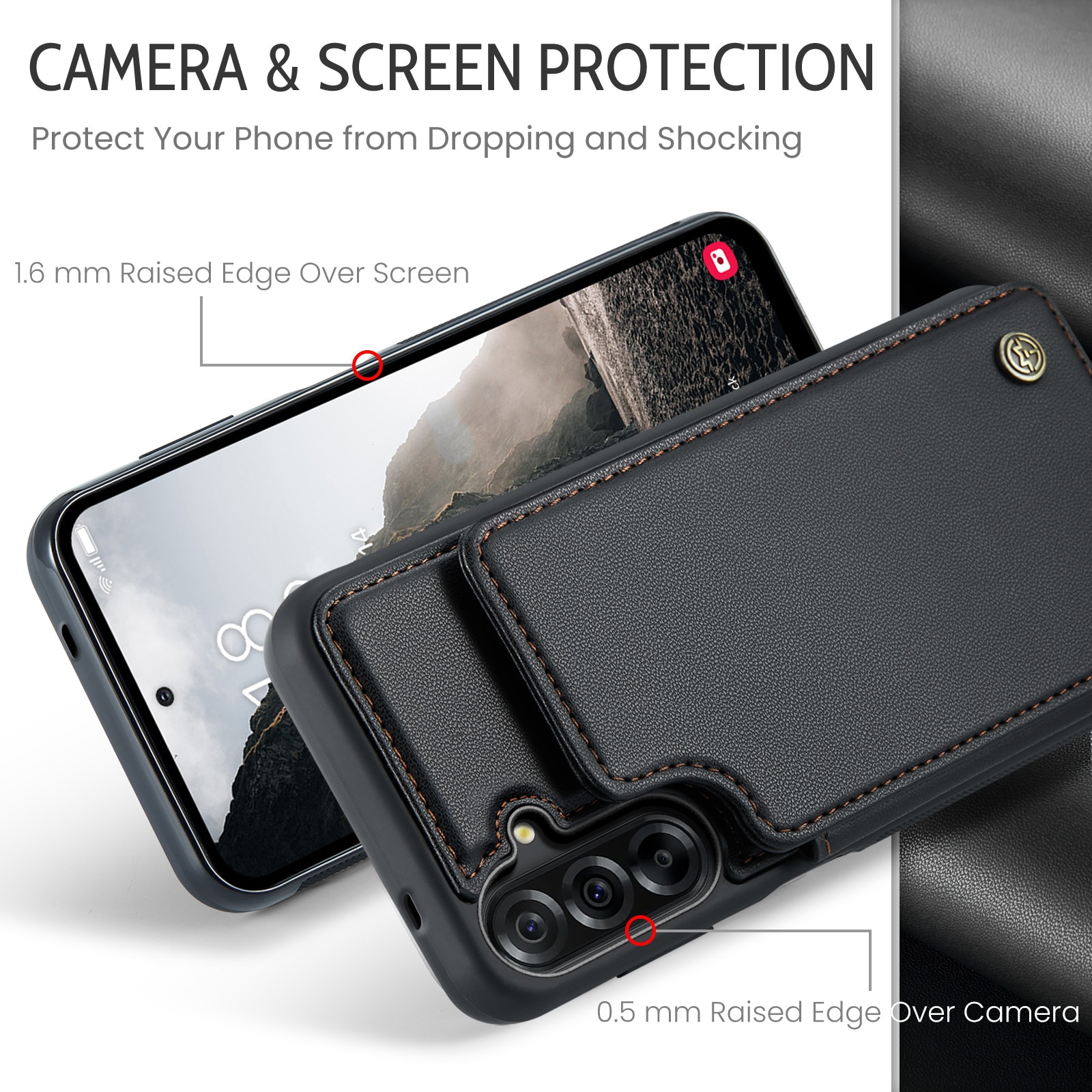 Coque porte-cartes anti-RFID Samsung Galaxy A17, noir