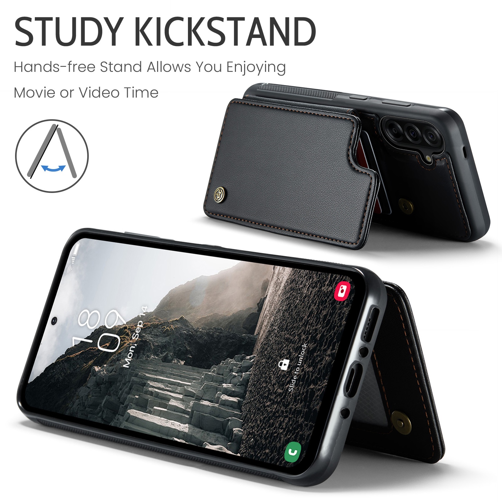 Coque porte-cartes anti-RFID Samsung Galaxy A17, noir