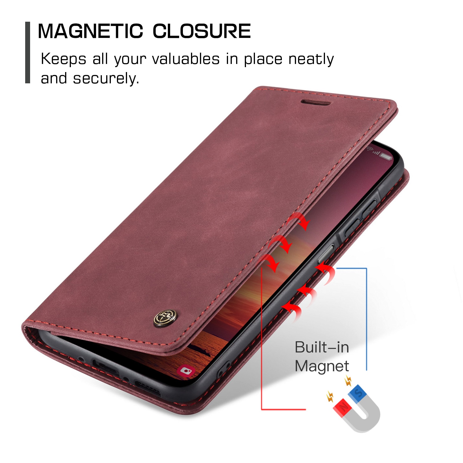 Étui portefeuille mince Samsung Galaxy A17, Rouge