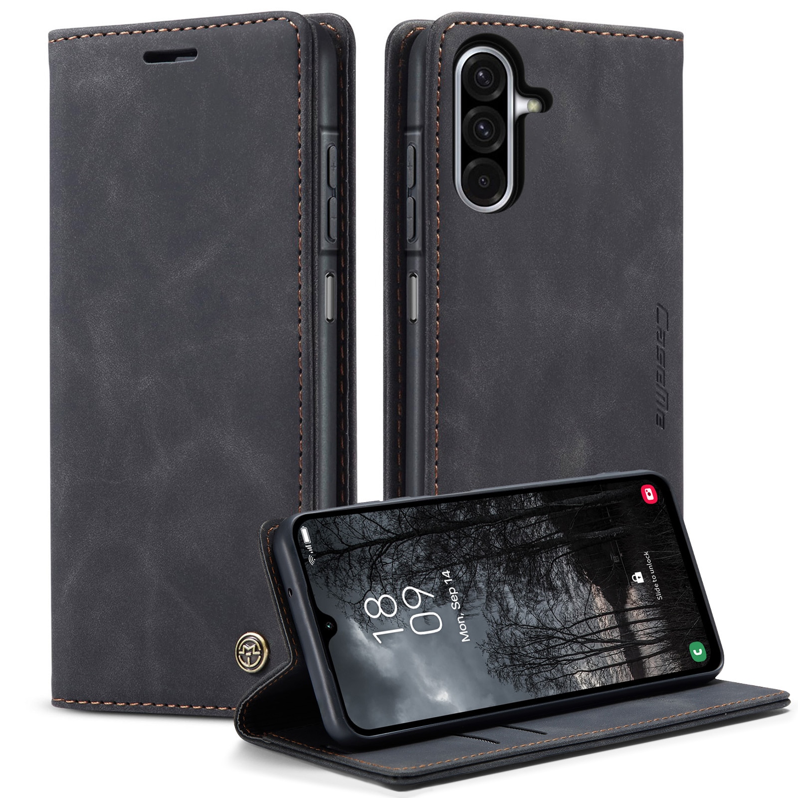 Étui portefeuille mince Samsung Galaxy A17, Noir
