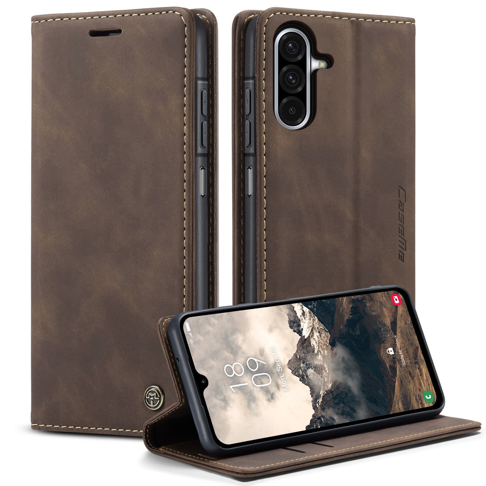 Étui portefeuille mince Samsung Galaxy A17, Marron