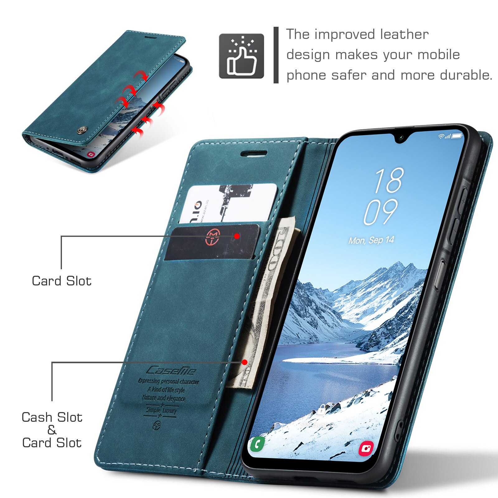 Étui portefeuille mince Samsung Galaxy A17, Bleu