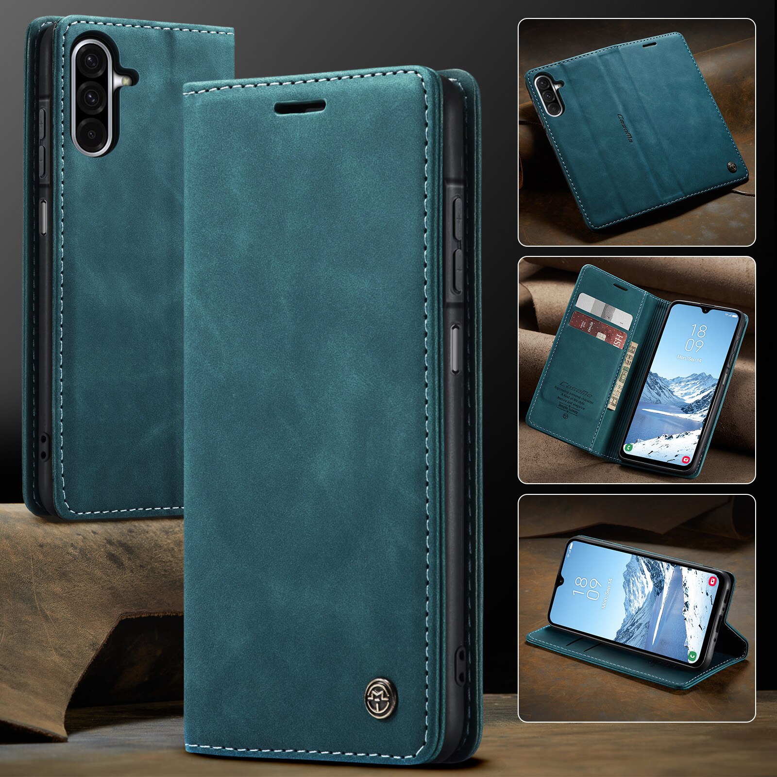 Étui portefeuille mince Samsung Galaxy A17, Bleu