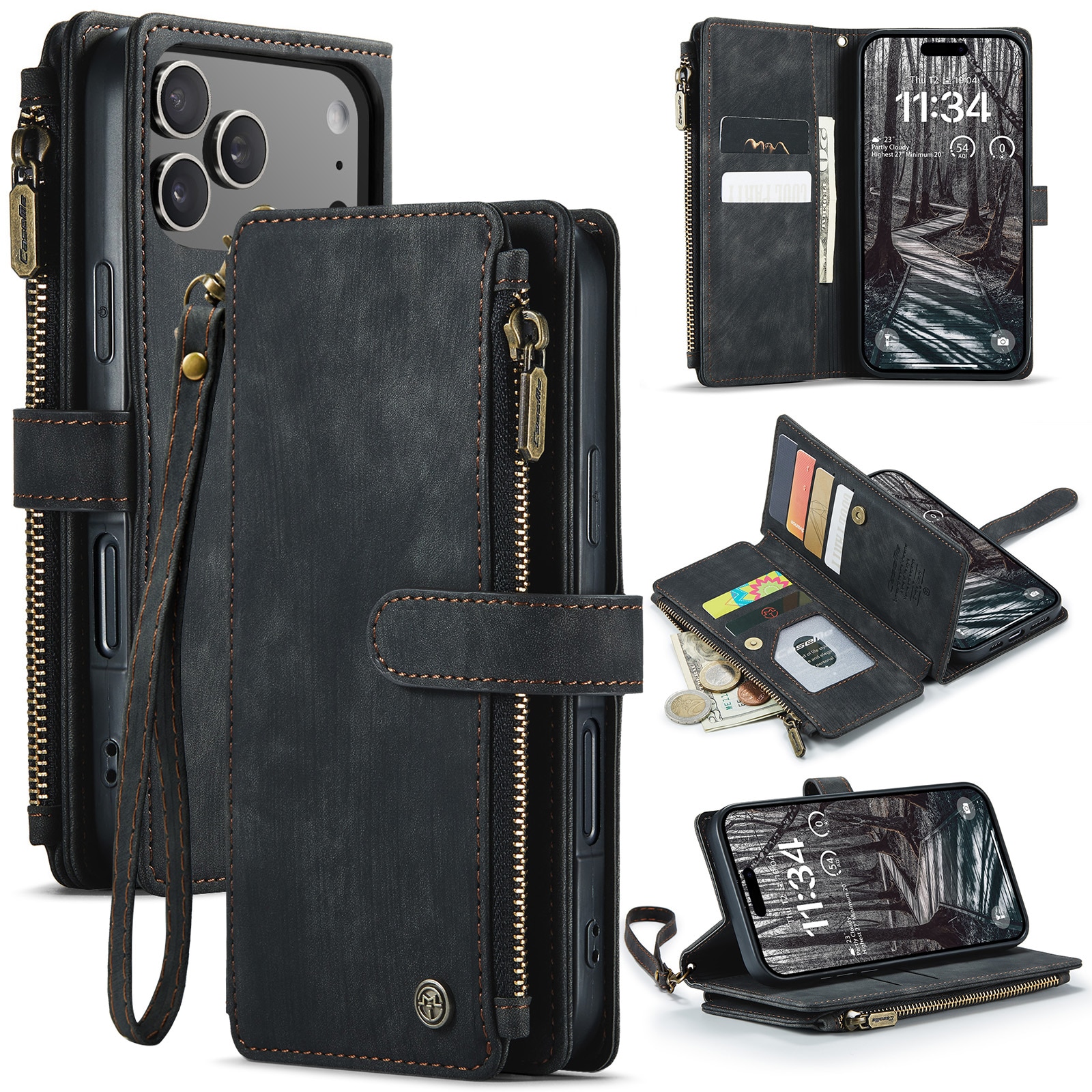 Étui portefeuille multi-cartes iPhone 17 Pro, Gris