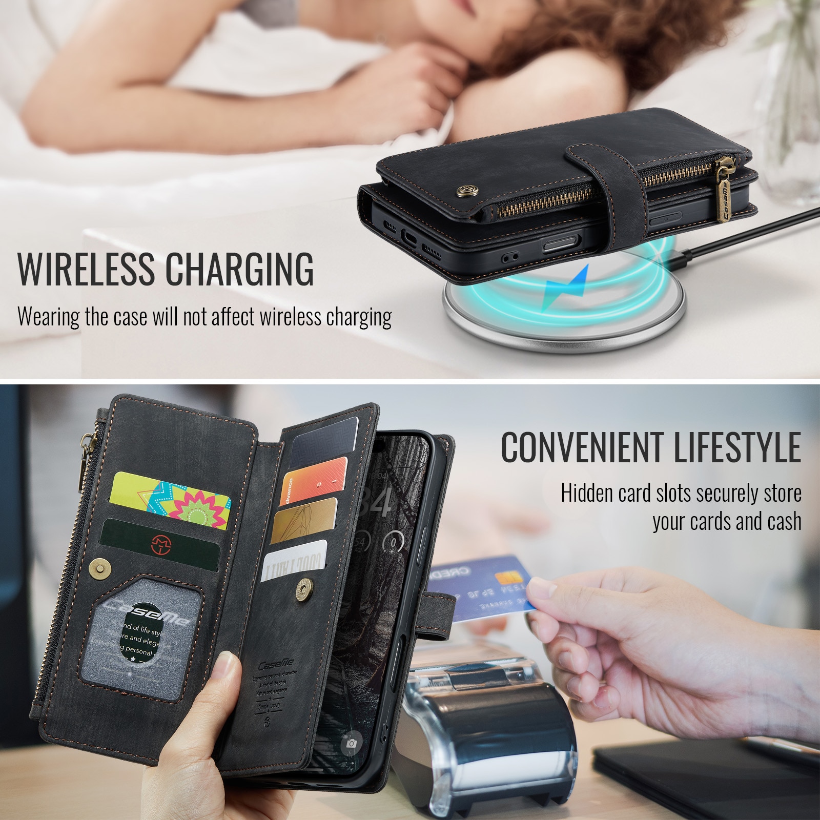Étui portefeuille multi-cartes iPhone 17 Pro, Gris