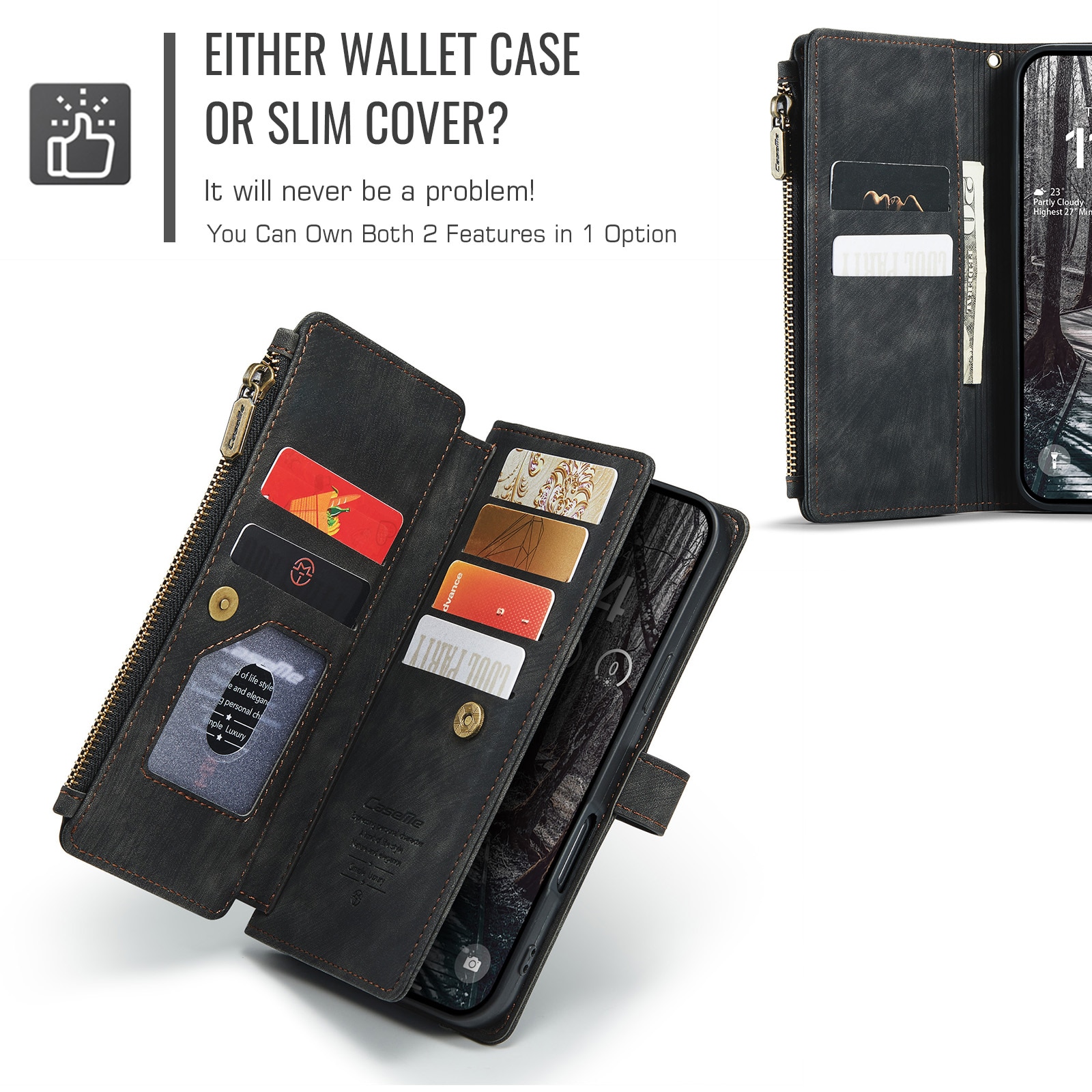 Étui portefeuille multi-cartes iPhone 17 Pro, Gris