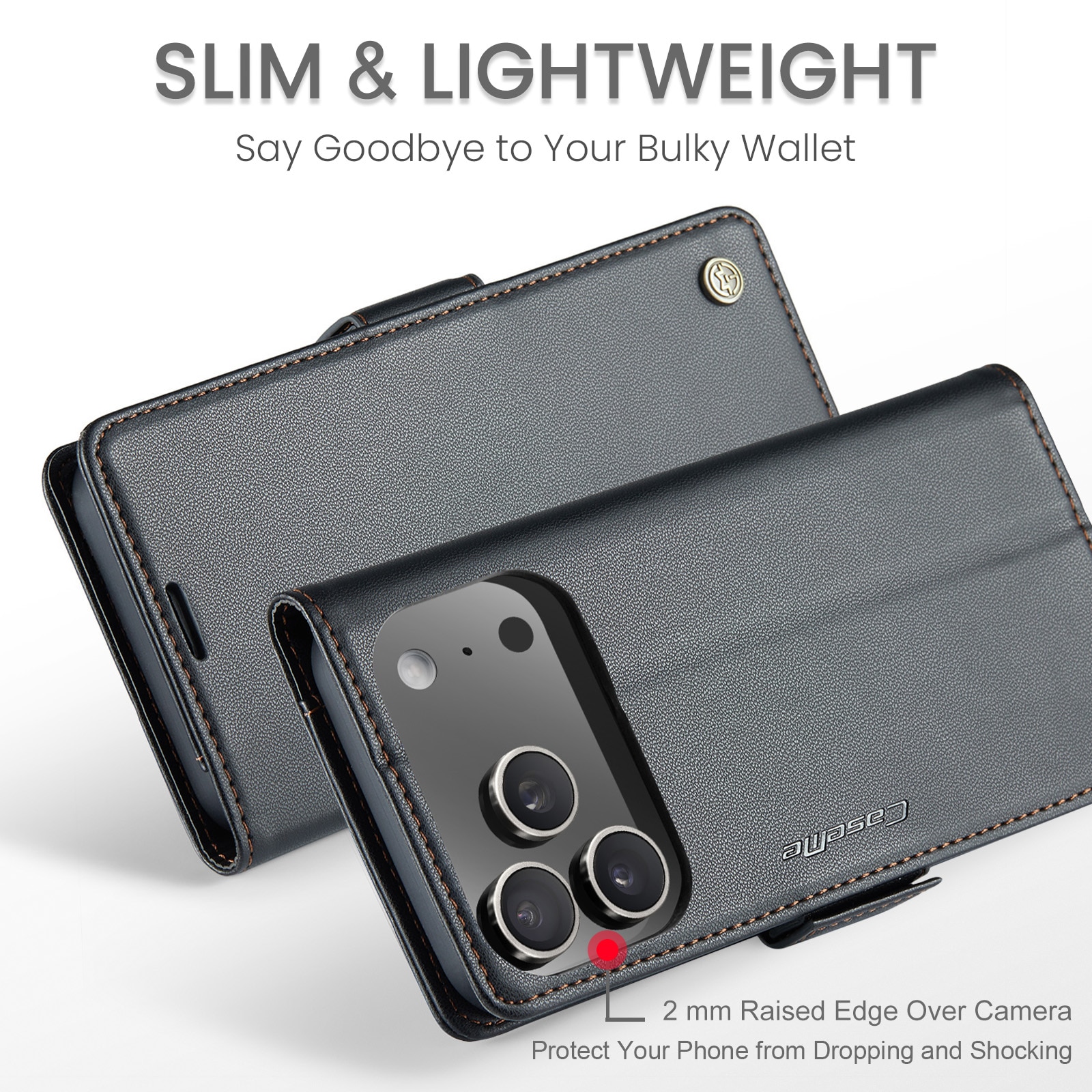 Étui portefeuille mince anti-RFID iPhone 17 Pro, Noir