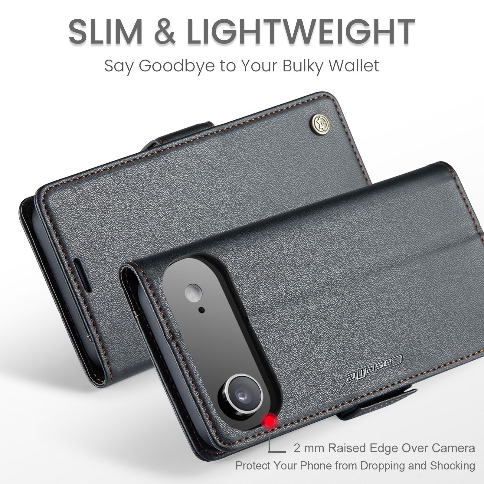 Étui portefeuille mince anti-RFID iPhone 17 Air, Noir