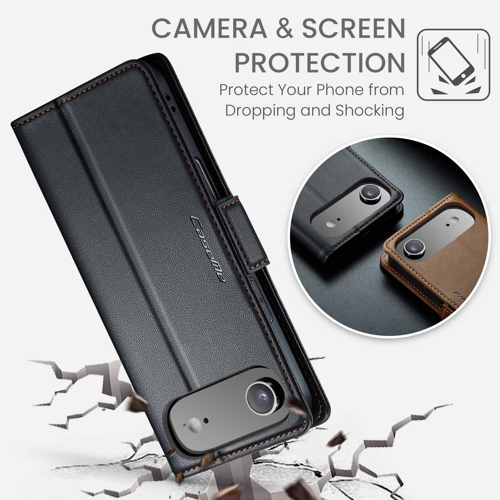 Étui portefeuille mince anti-RFID iPhone 17 Air, Noir