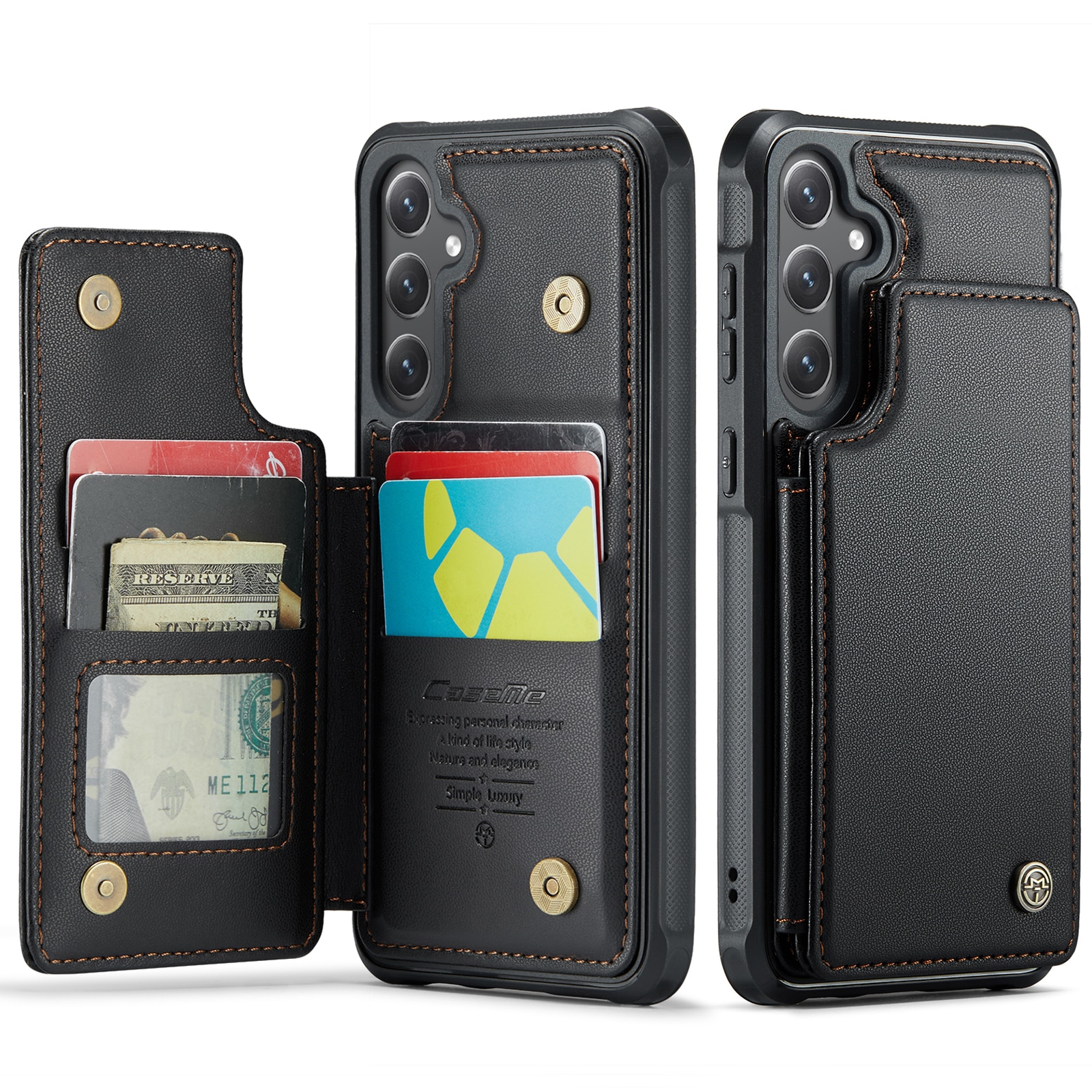 Coque porte-cartes anti-RFID Samsung Galaxy S25 FE, noir