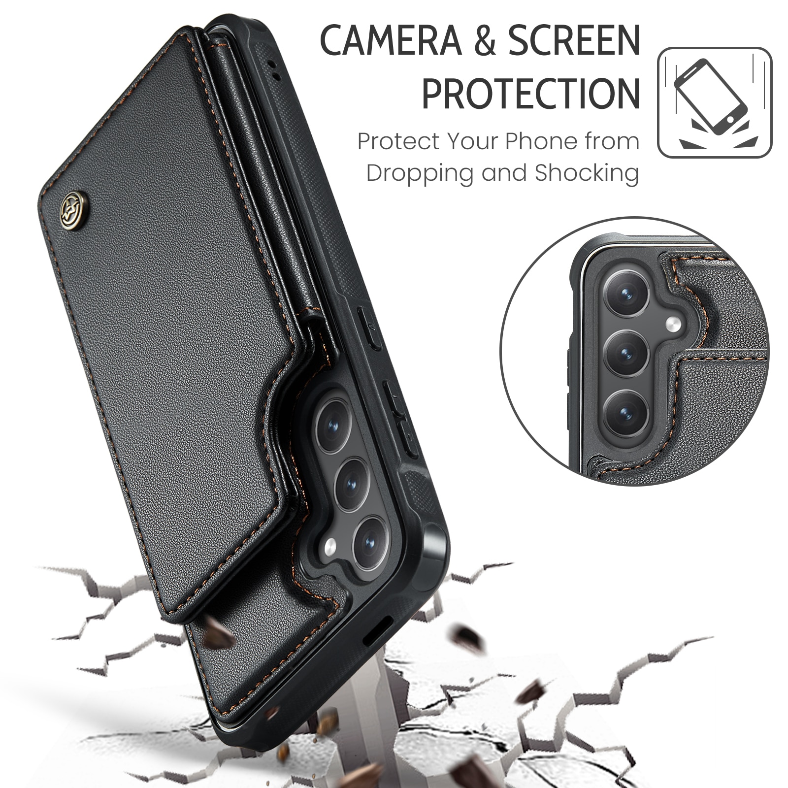 Coque porte-cartes anti-RFID Samsung Galaxy S25 FE, noir