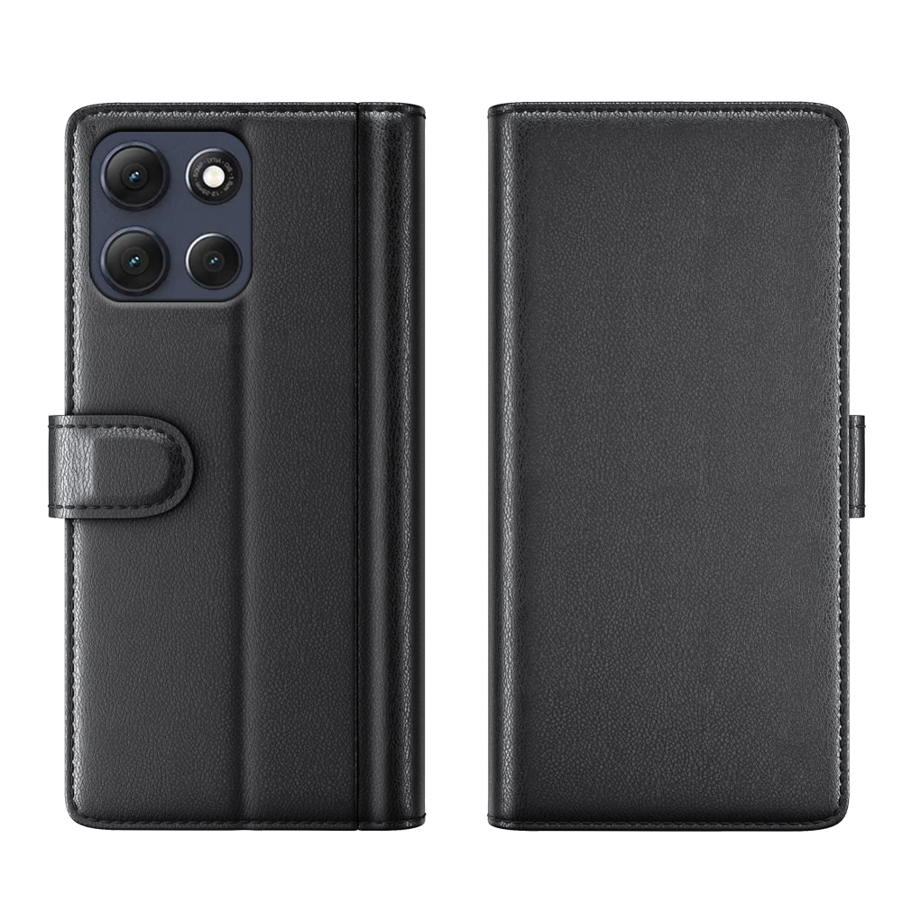 Étui en cuir veritable Motorola Moto G86, Noir