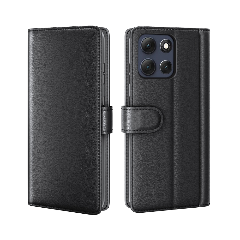 Étui en cuir veritable Motorola Moto G86, Noir