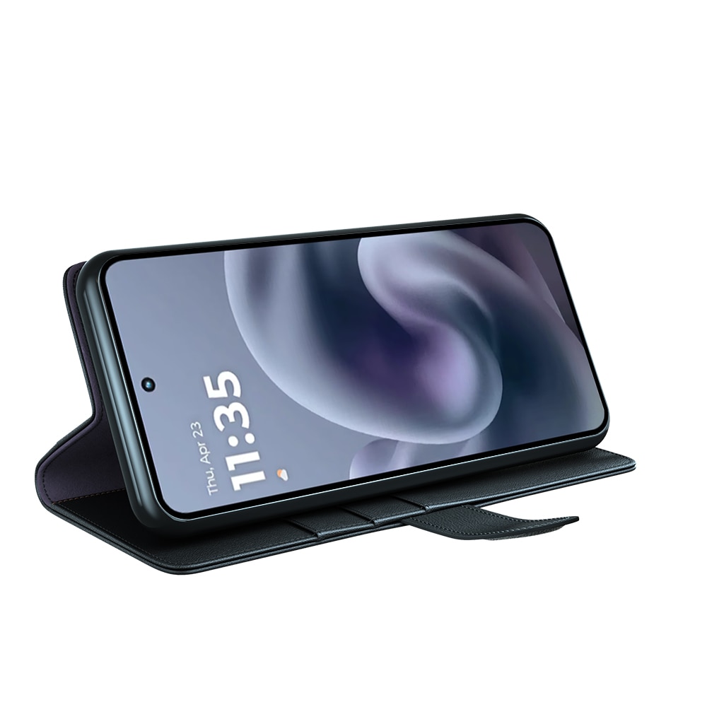 Étui en cuir veritable Motorola Moto G86, Noir