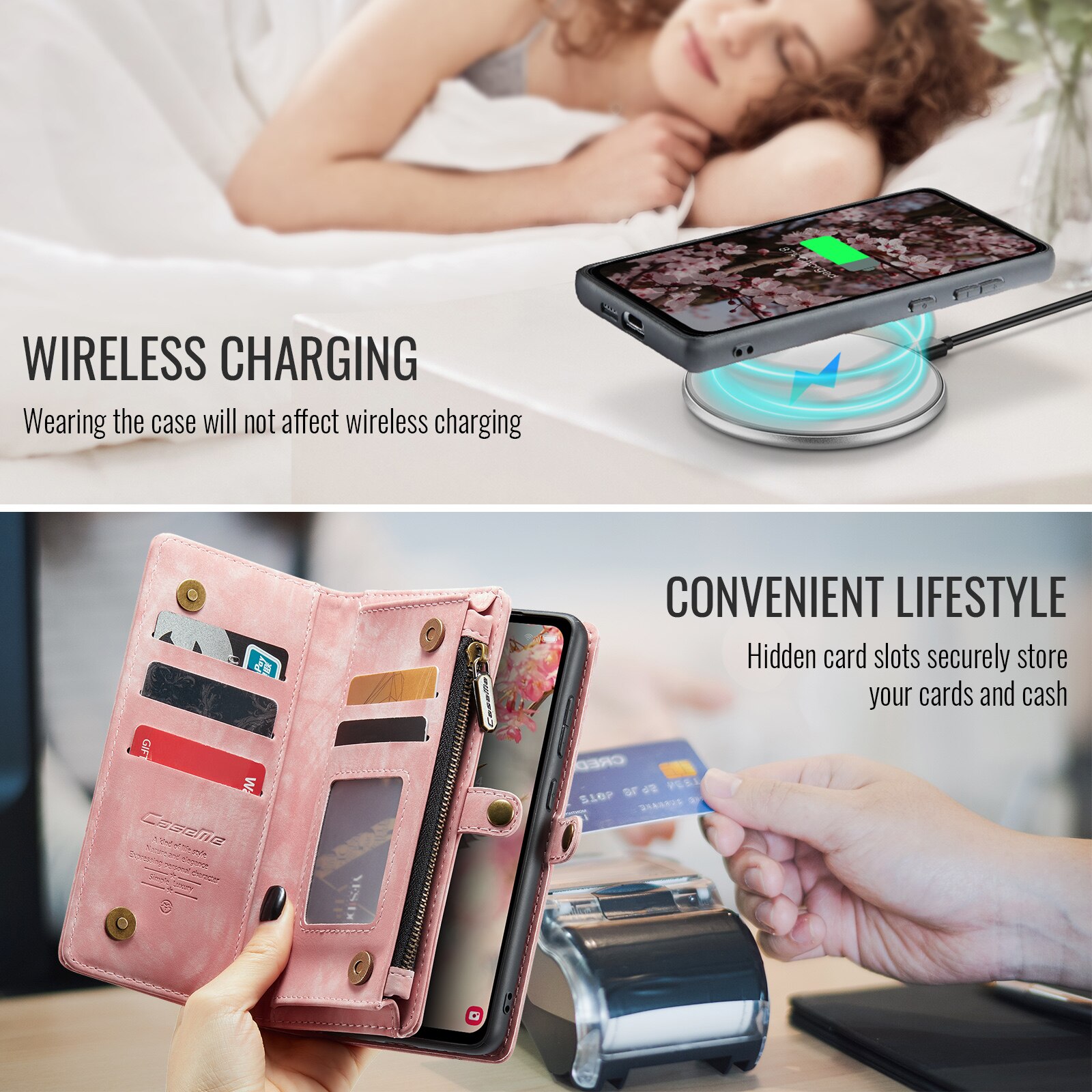 Étui portefeuille multi-cartes Samsung Galaxy S25 FE, Rose