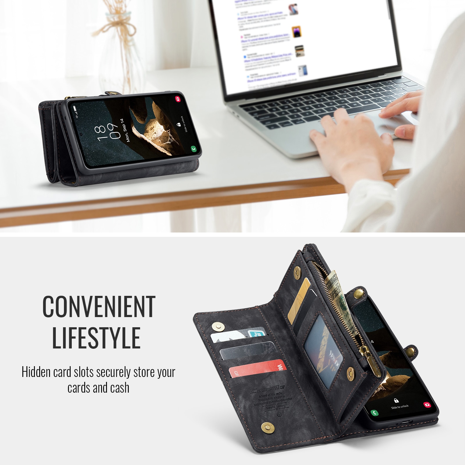 Étui portefeuille multi-cartes Samsung Galaxy S25 FE, Gris