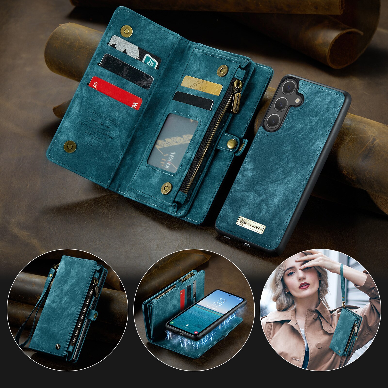 Étui portefeuille multi-cartes Samsung Galaxy S25 FE, Bleu
