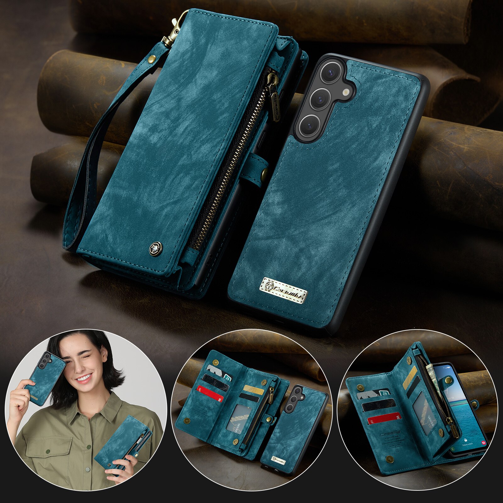 Étui portefeuille multi-cartes Samsung Galaxy S25 FE, Bleu
