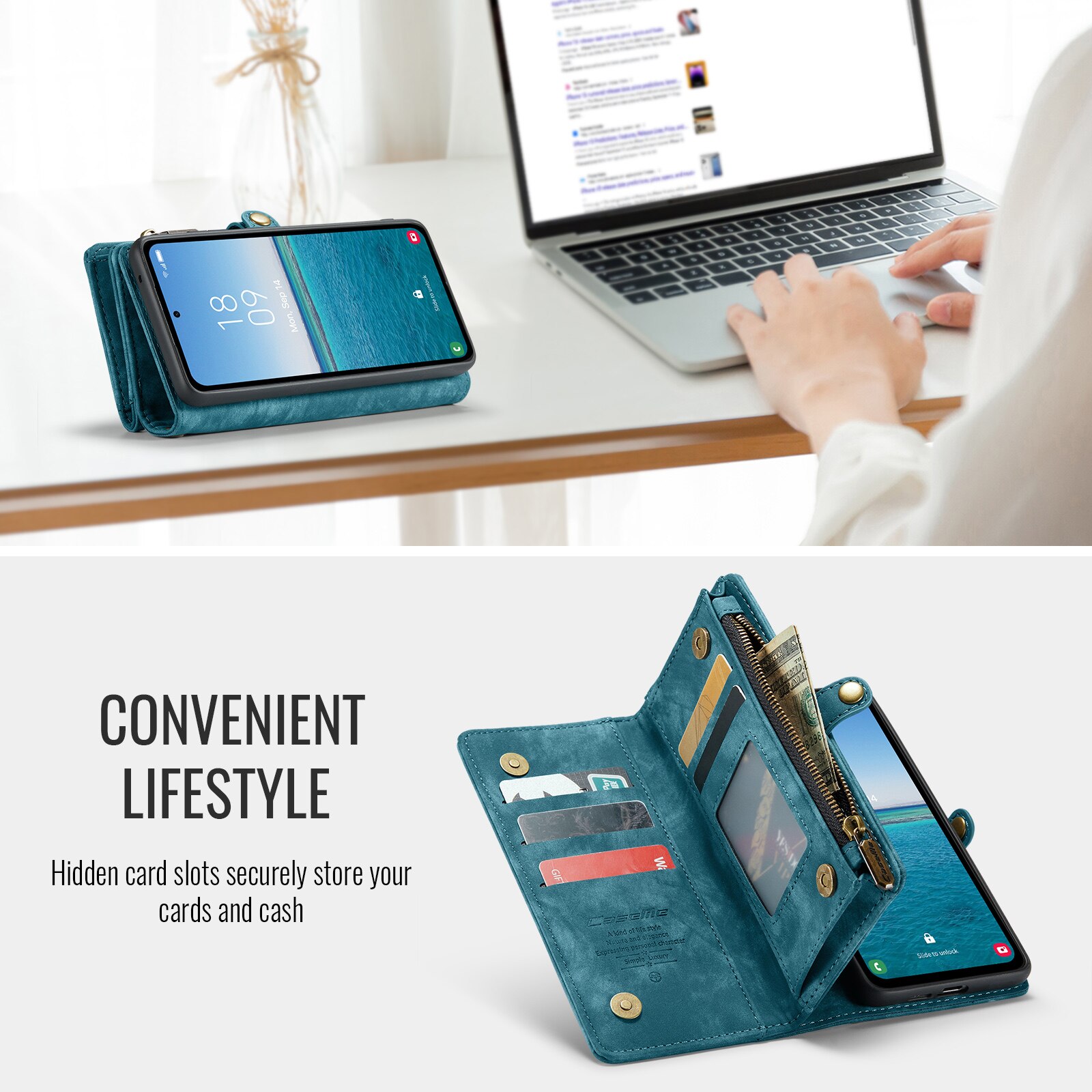 Étui portefeuille multi-cartes Samsung Galaxy S25 FE, Bleu
