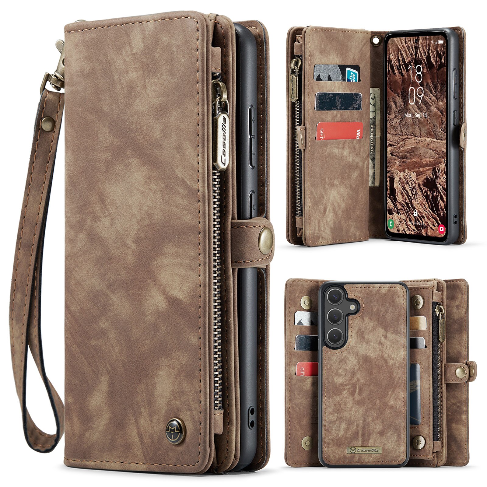 Étui portefeuille multi-cartes Samsung Galaxy S25 FE, Marron