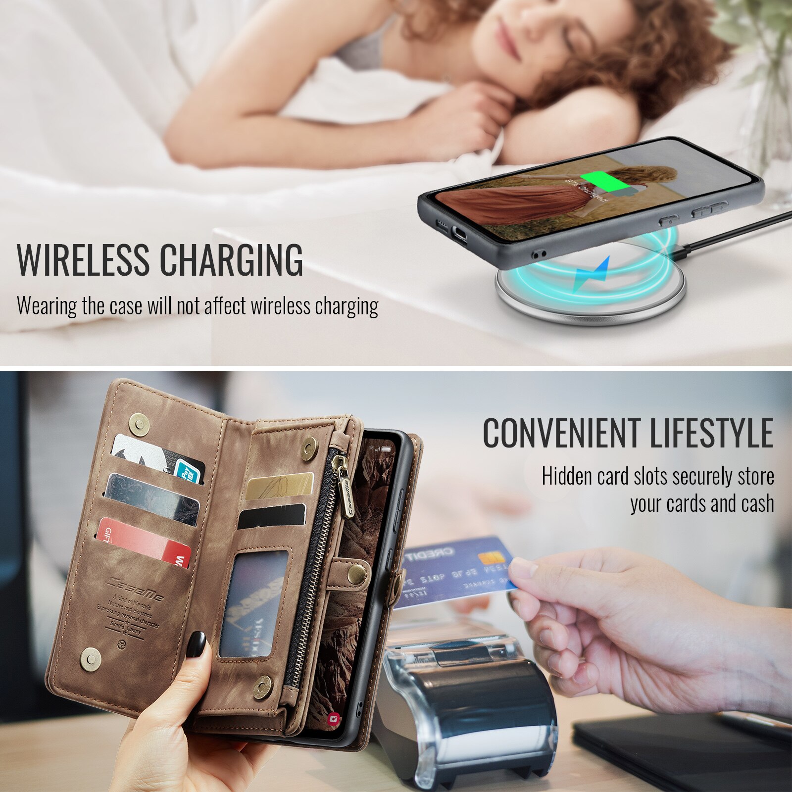 Étui portefeuille multi-cartes Samsung Galaxy S25 FE, Marron