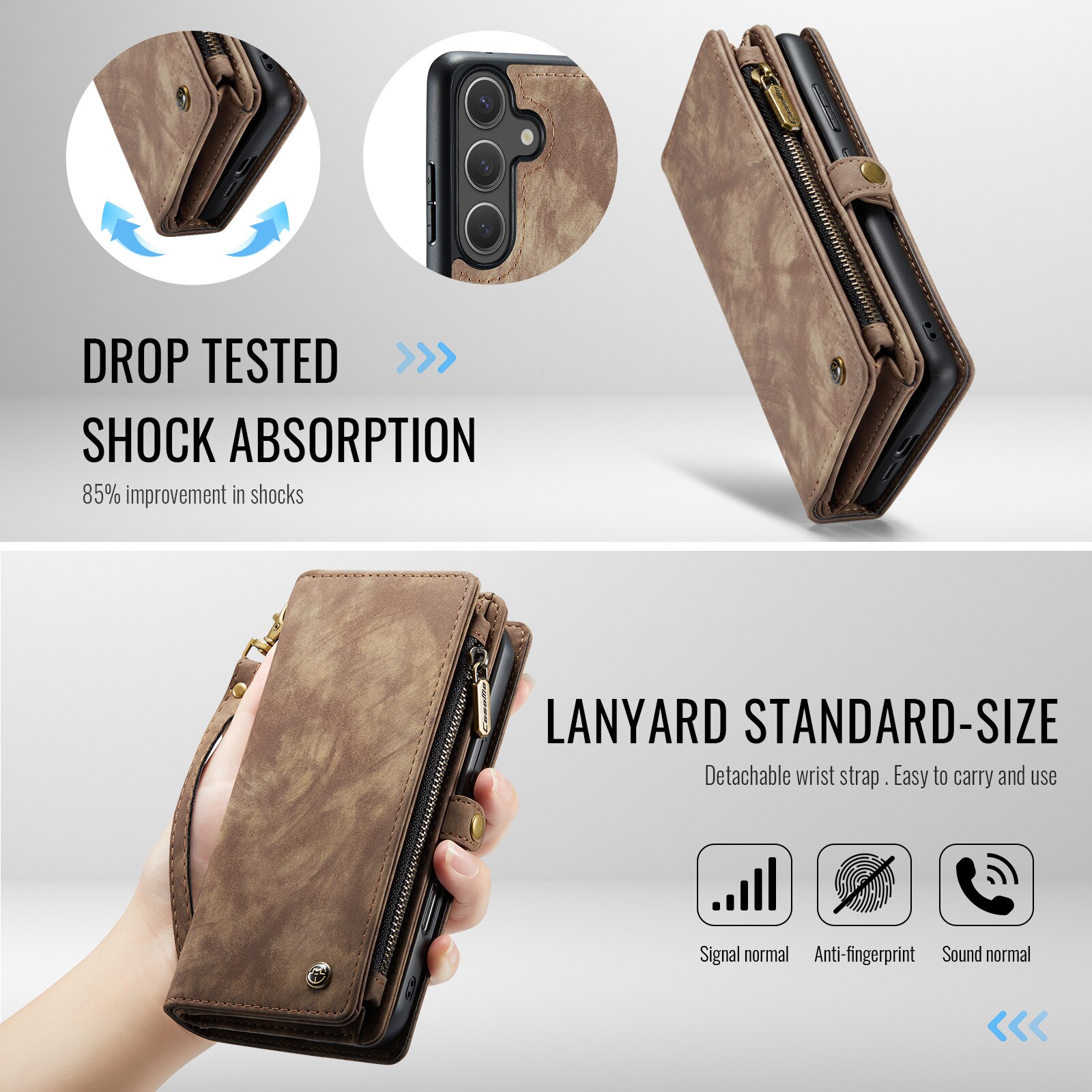 Étui portefeuille multi-cartes Samsung Galaxy S25 FE, Marron