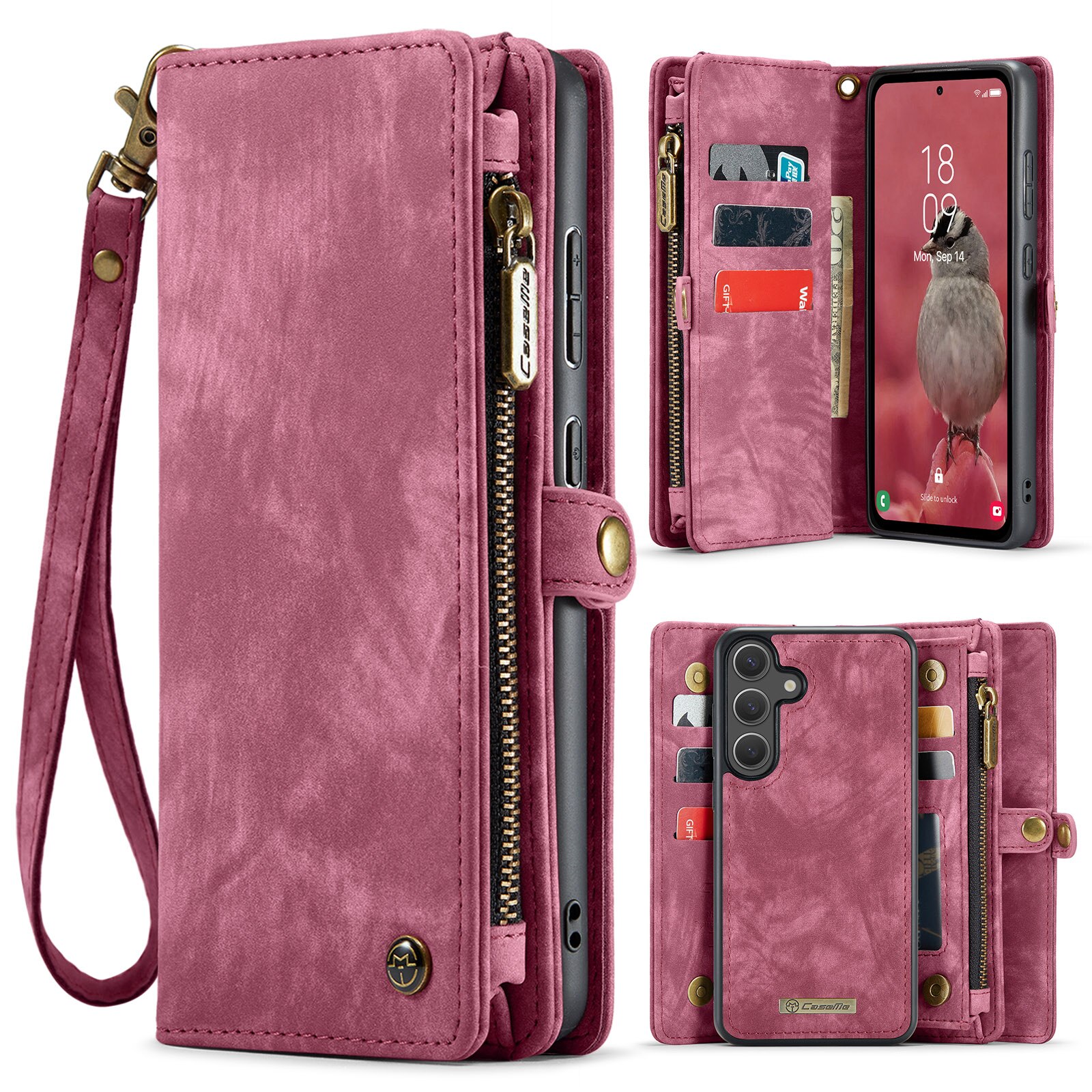 Étui portefeuille multi-cartes Samsung Galaxy S25 FE, Rouge