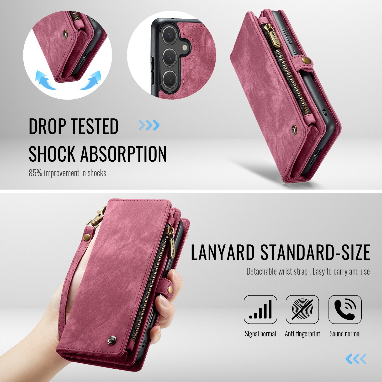 Étui portefeuille multi-cartes Samsung Galaxy S25 FE, Rouge
