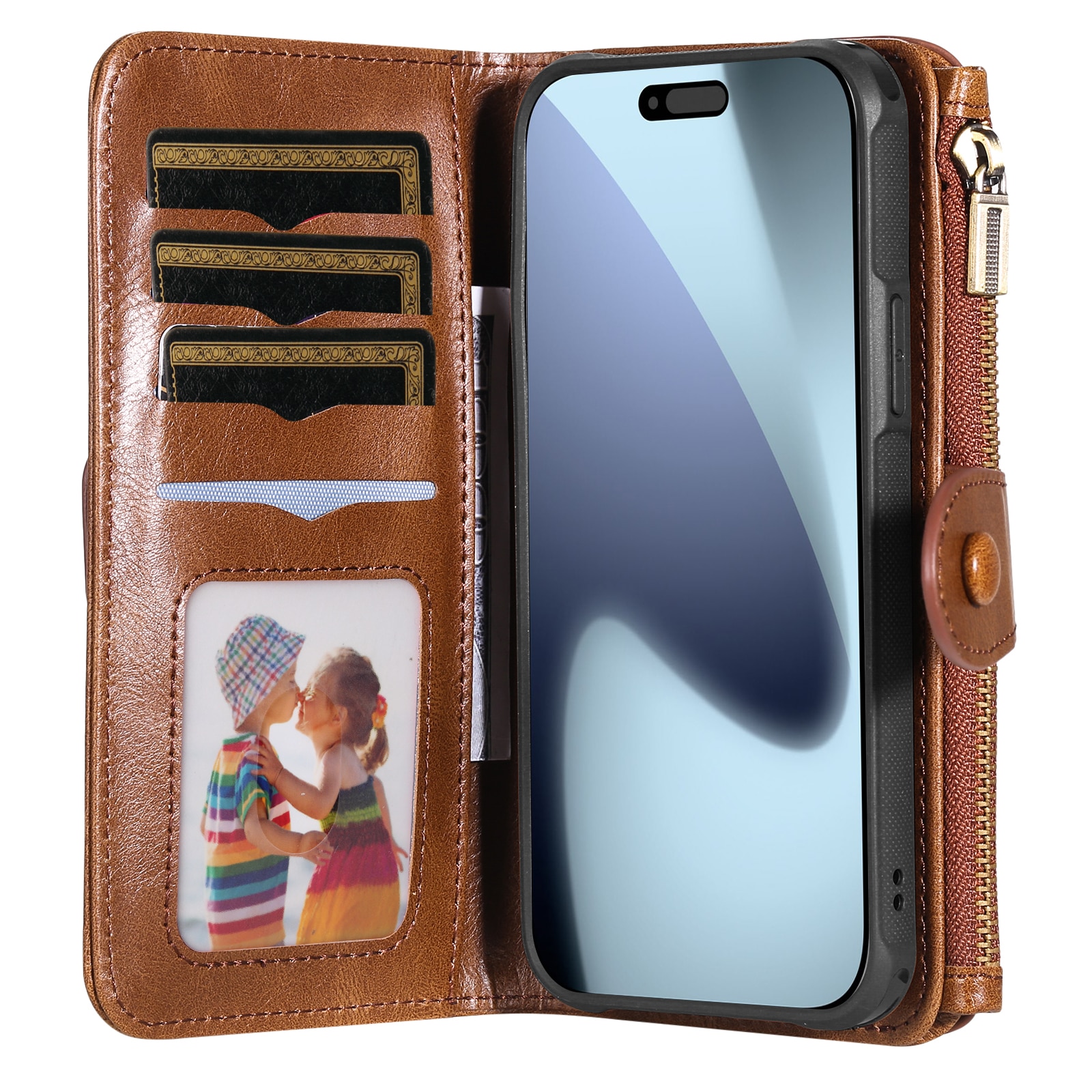 Magnet Leather Multi Wallet iPhone 17 Pro Max, Marron