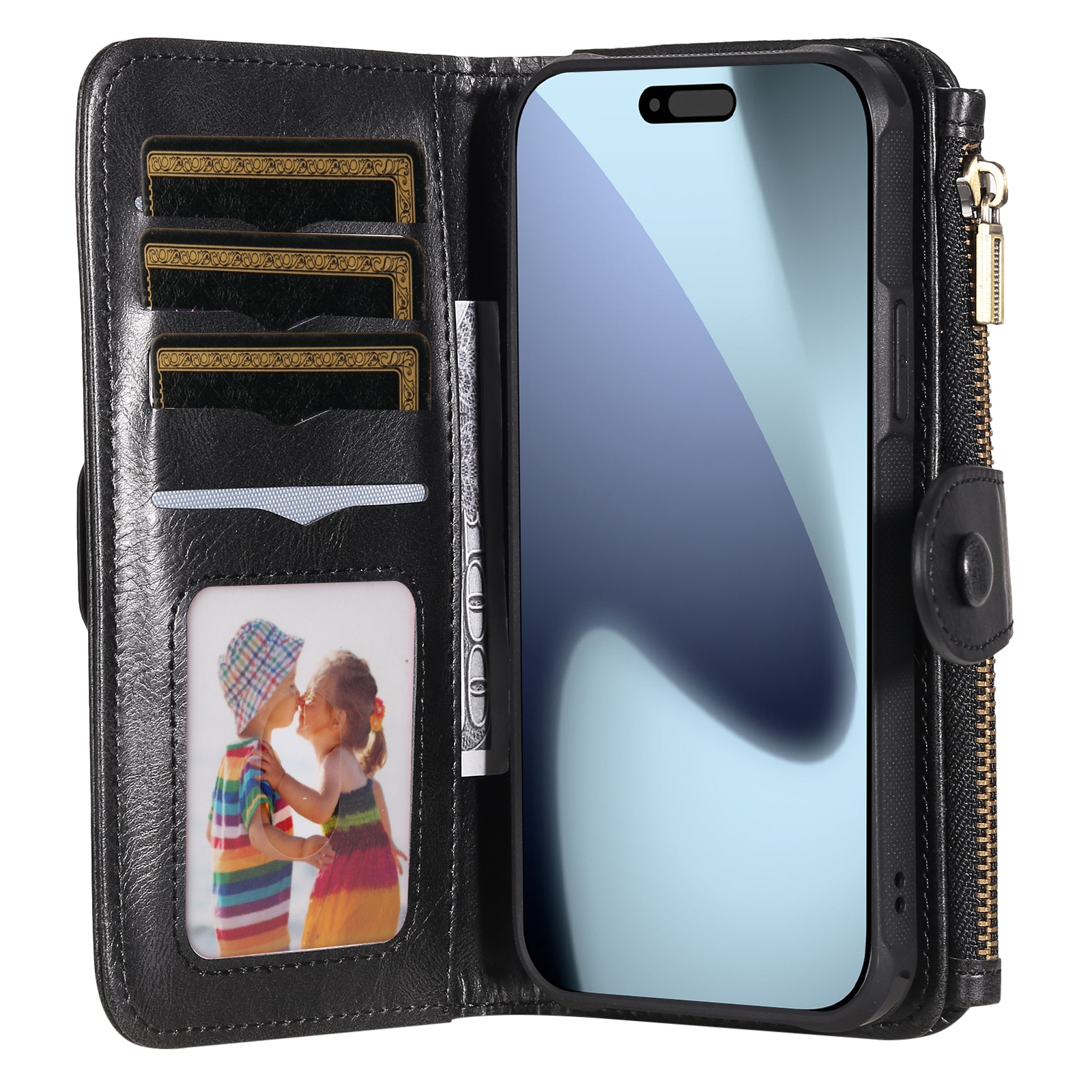 Magnet Leather Multi Wallet iPhone 17 Pro Max, noir