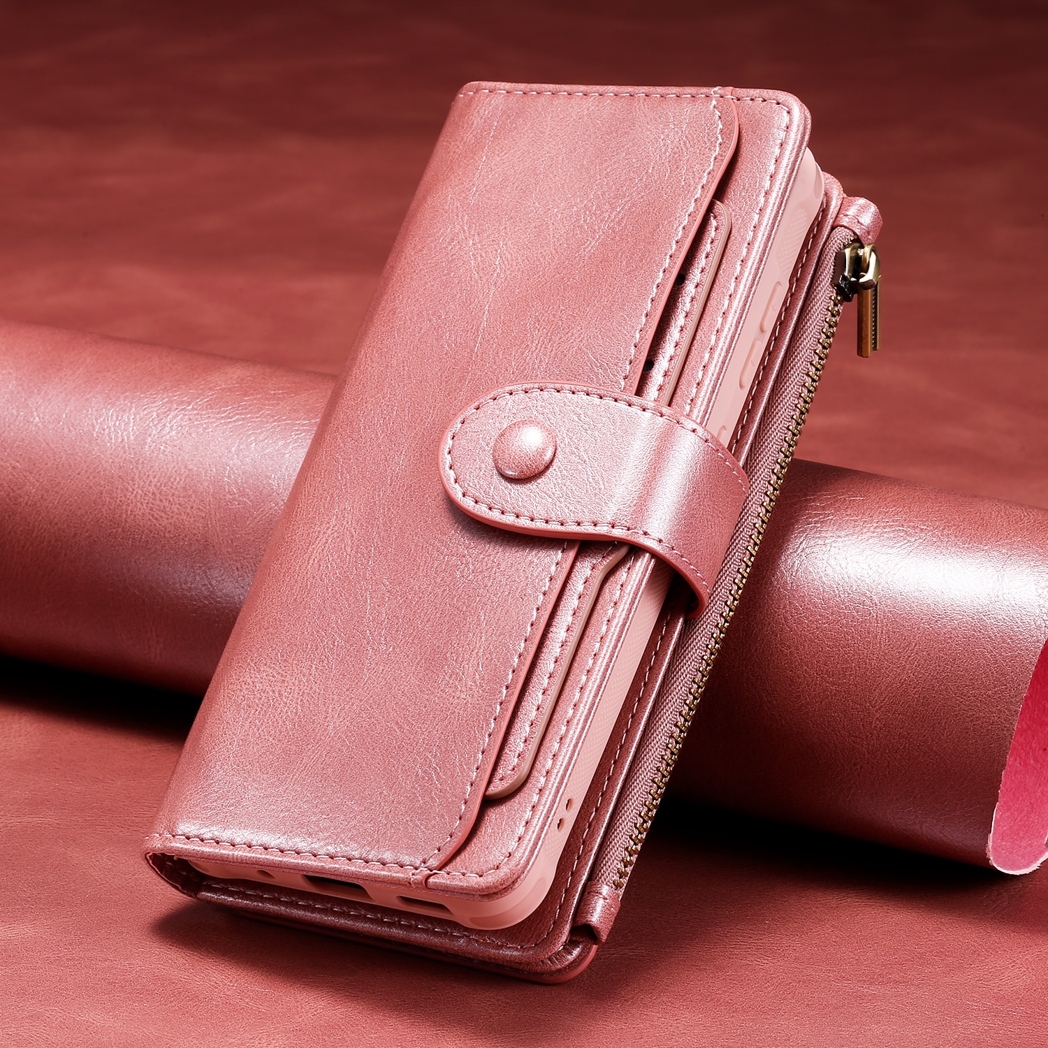 Magnet Leather Multi Wallet iPhone 17, Rose